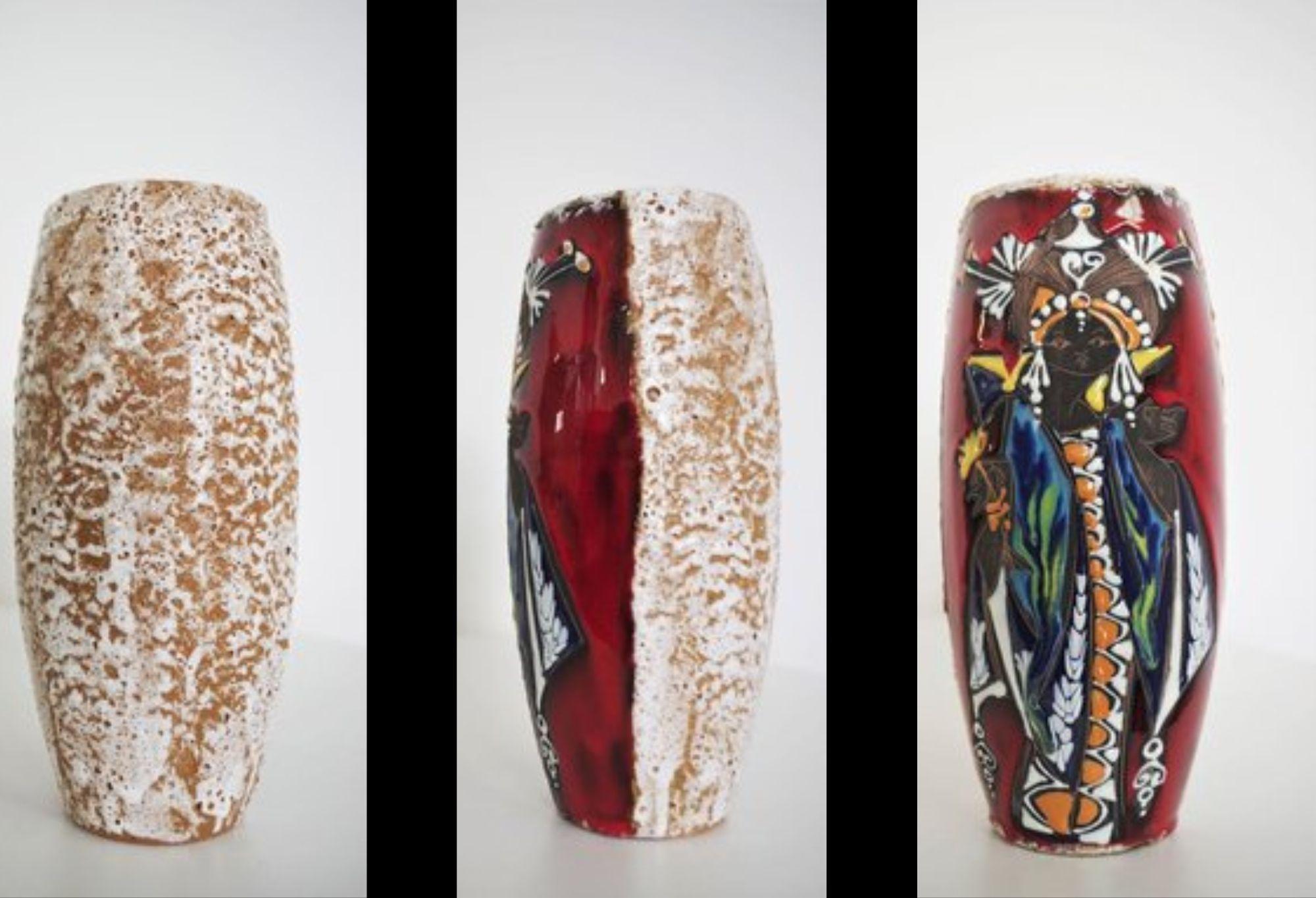 1950s Pair of Polychrome San Marino Vases – Mid-Century Italian Ceramics in vendita 5