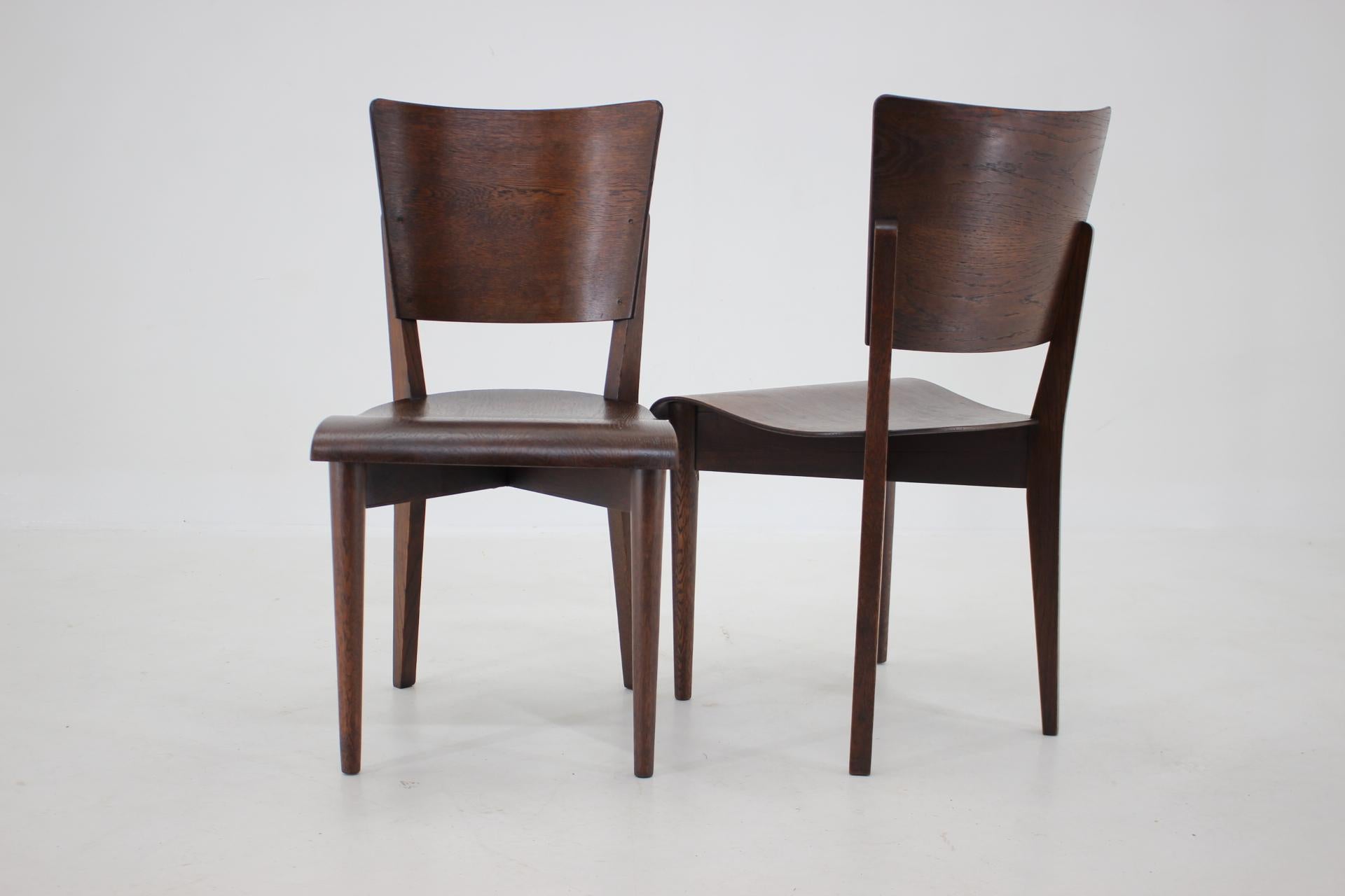 1950s Pair of Rare J.Halabala Side Chairs by UP Zavody, Brno In Good Condition For Sale In Praha, CZ