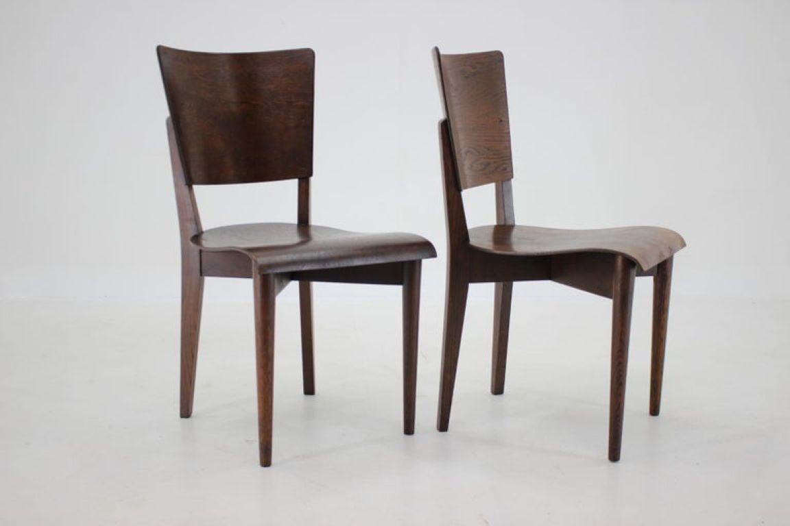 Paire de rares chaises d'appoint J.Halabala des années 1950 par Up zavody, Brno en vente 1