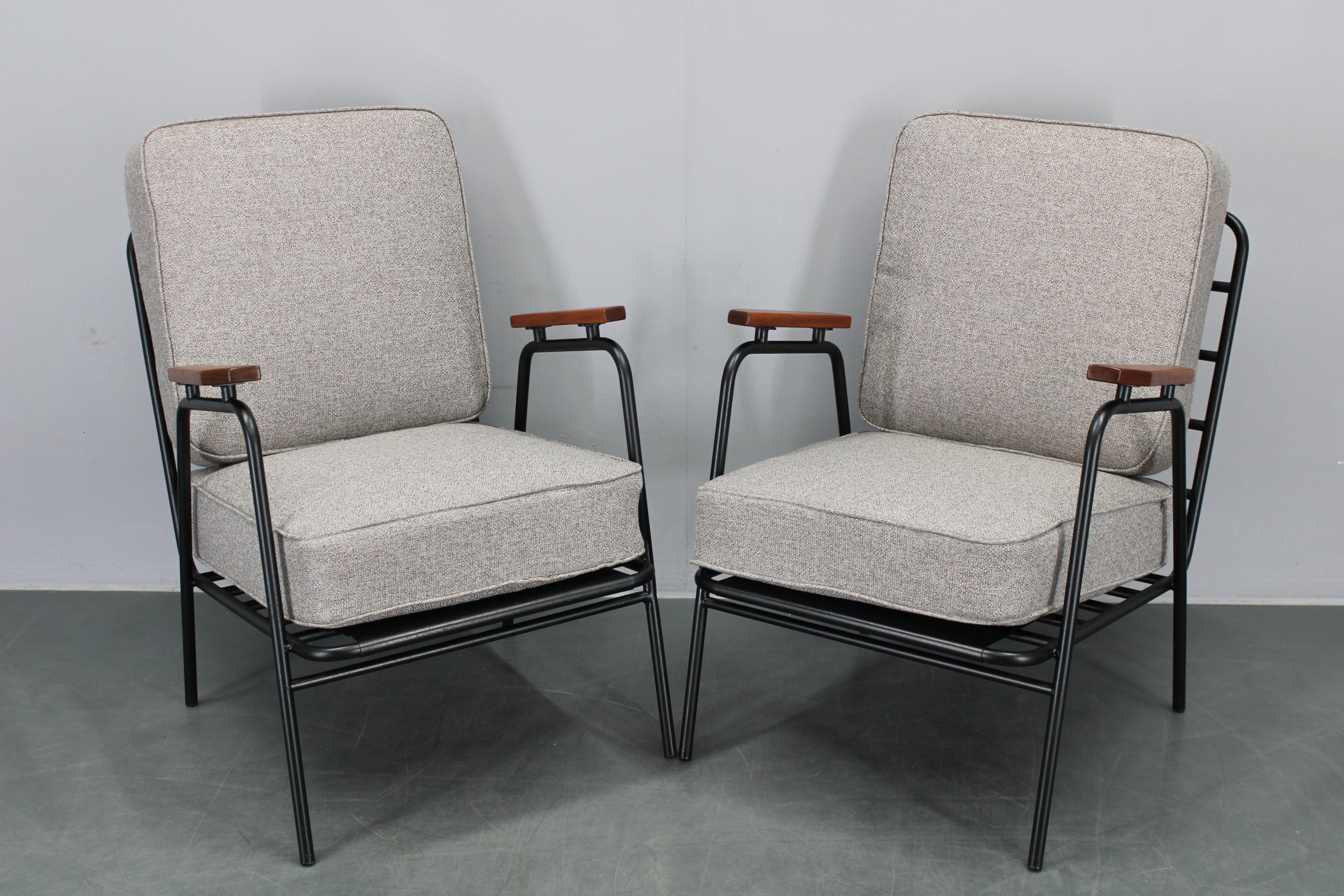 Dutch 1950s Pair of Rare Restored Armchairs by RAWI, Netherland For Sale