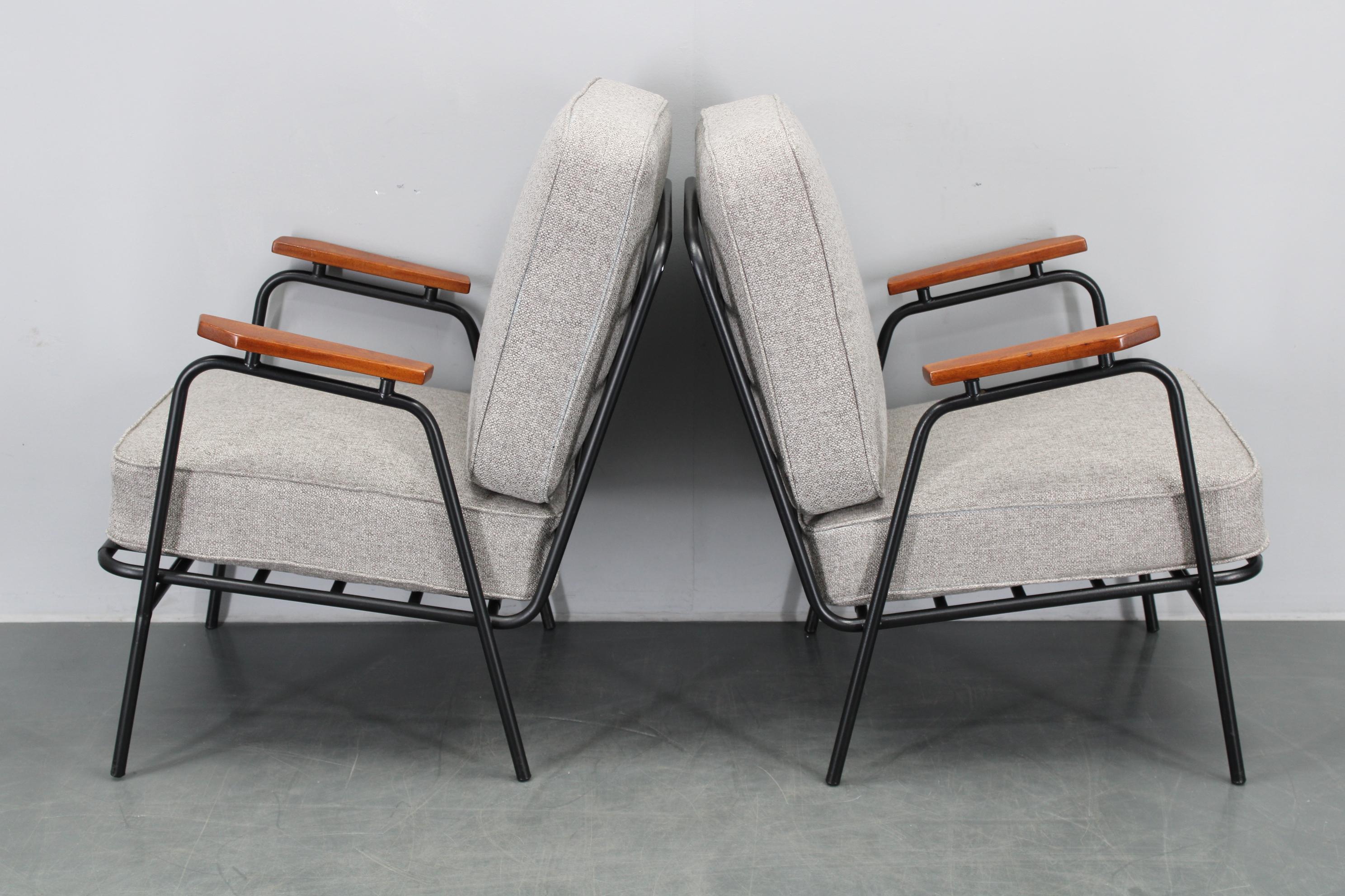 Fabric 1950s Pair of Rare Restored Armchairs by RAWI, Netherland For Sale