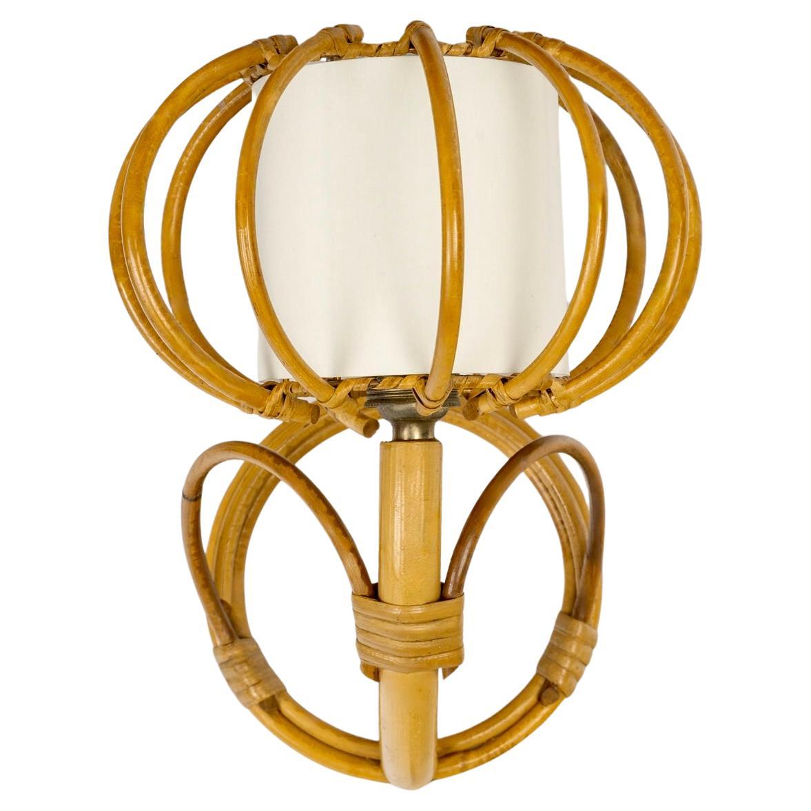 1950s, Pair of Rattan Sconces Louis Sognot For Sale 1