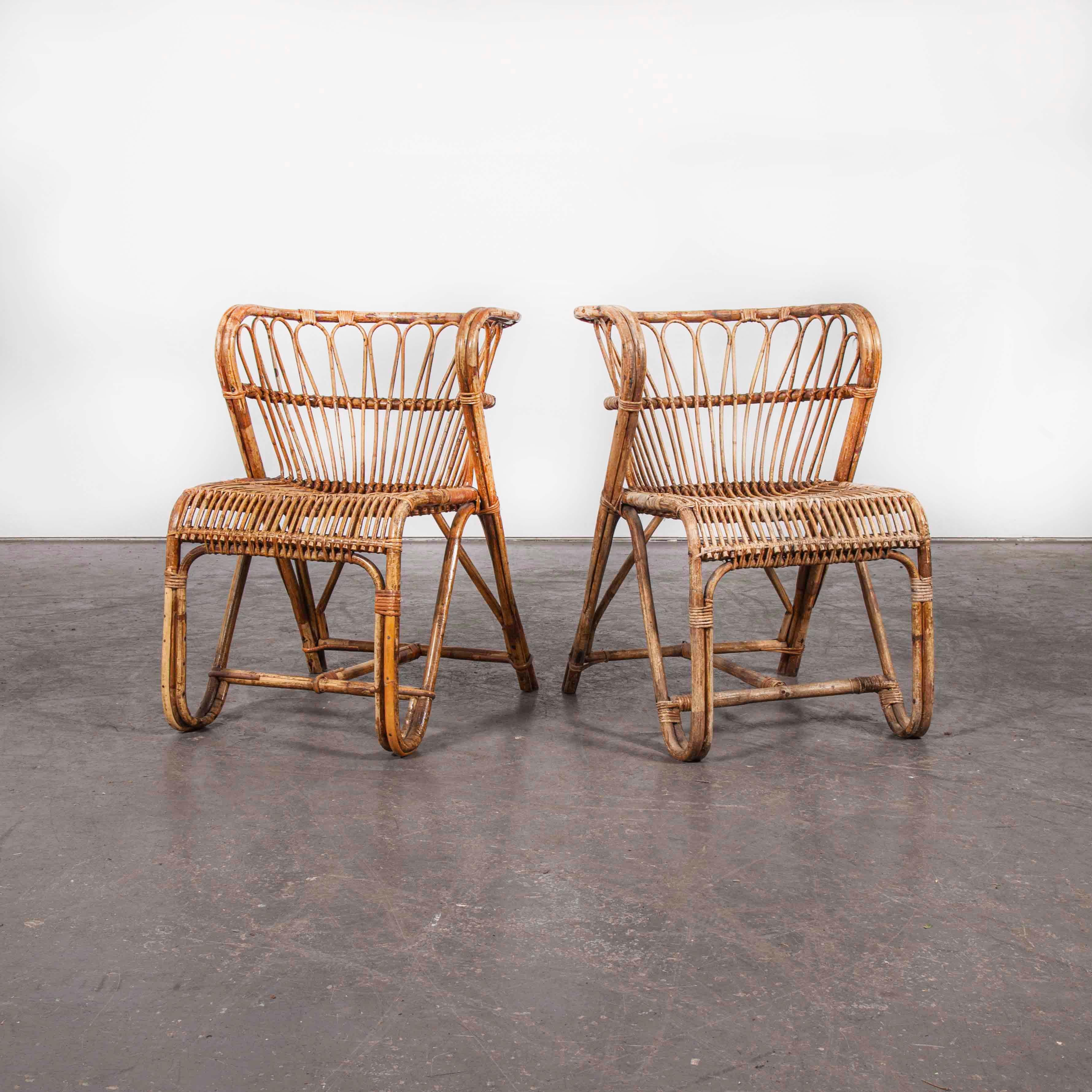 Mid-20th Century 1950s Pair of Rattan Viggo Boesen Chairs