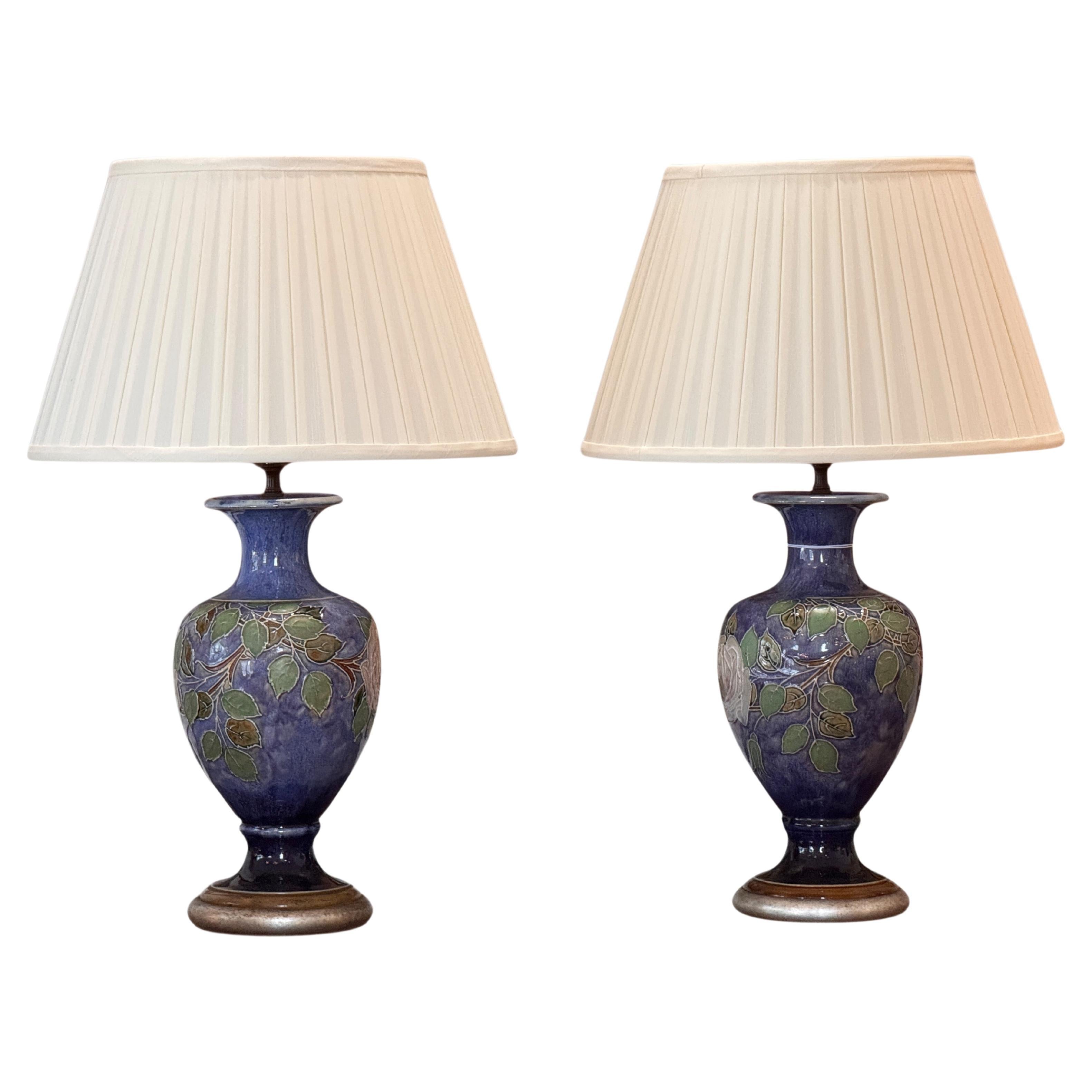 1950s Pair of Royal Doulton “Rose” Lamps im Angebot
