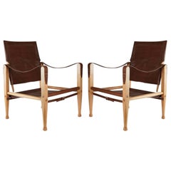 1950s Pair of Safari Armchairs Kaare Klint for Rud Rasmussen