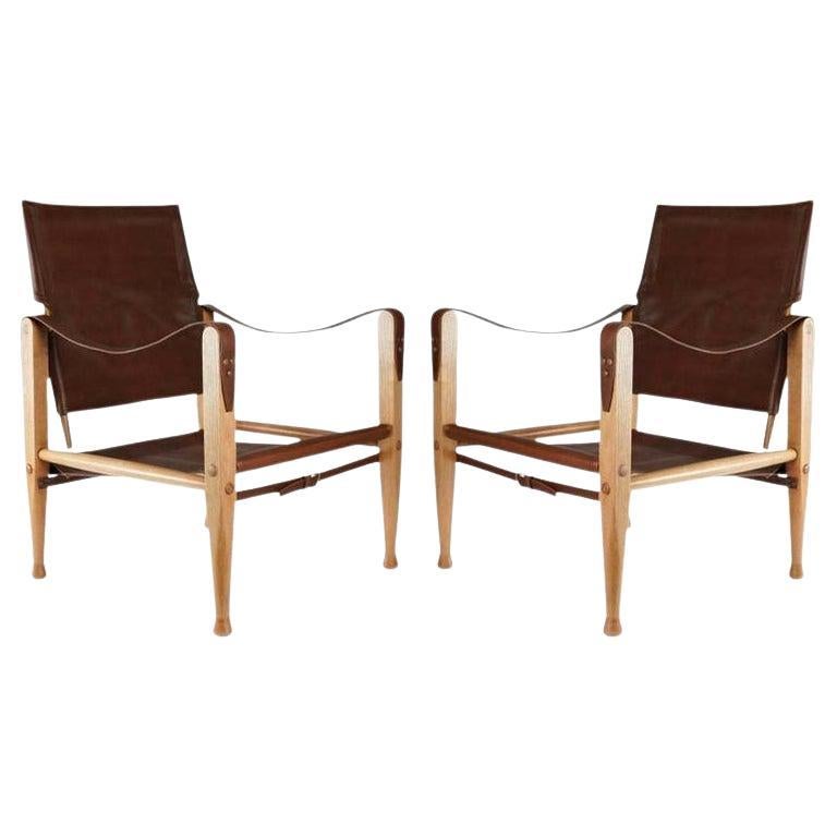 Paire de fauteuils Safari des années 1950 Kaare Klint pour Rud Rasmussen