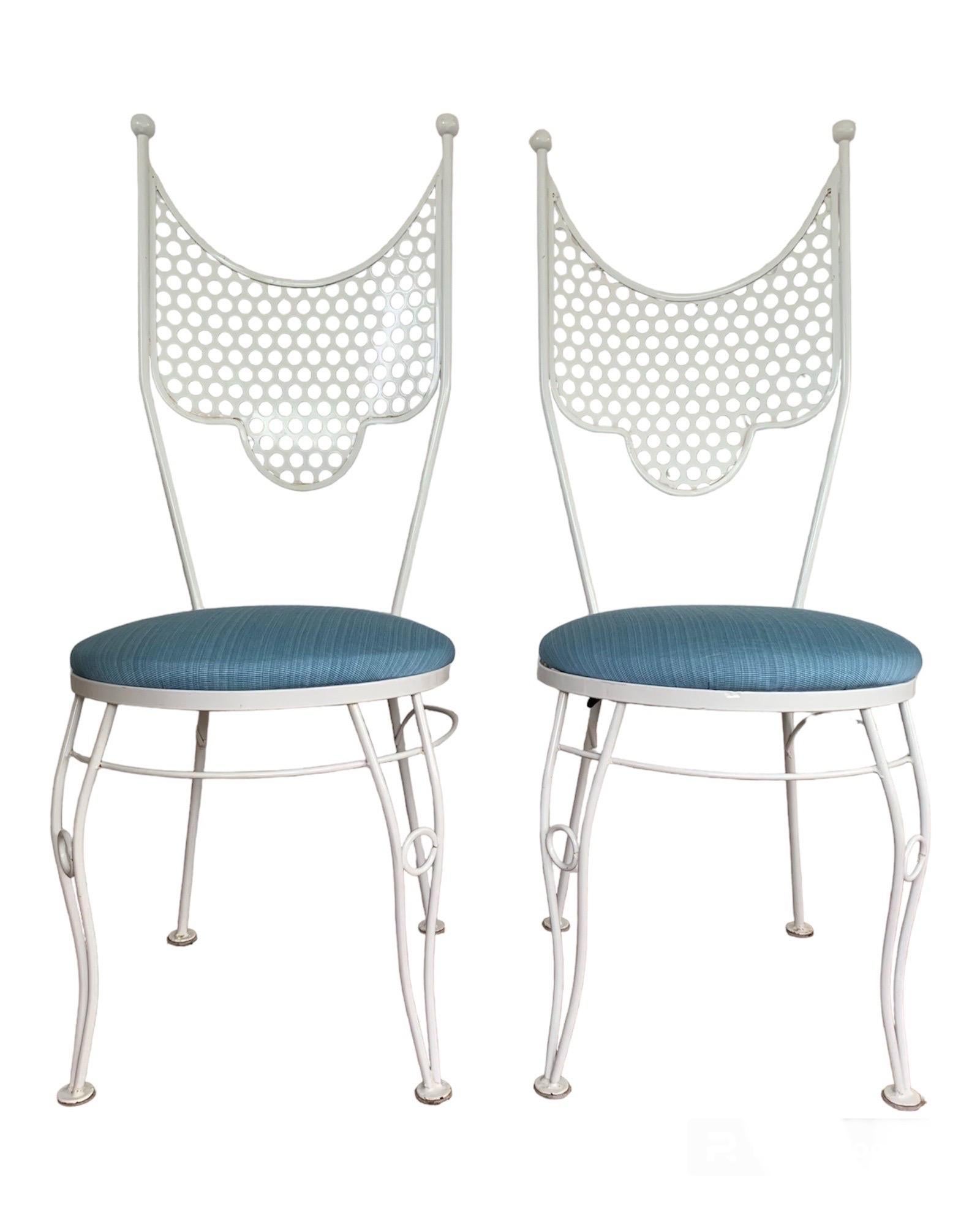 Enamel 1950s Pair of Salterini Circus Style Draped Wrought Iron Chairs