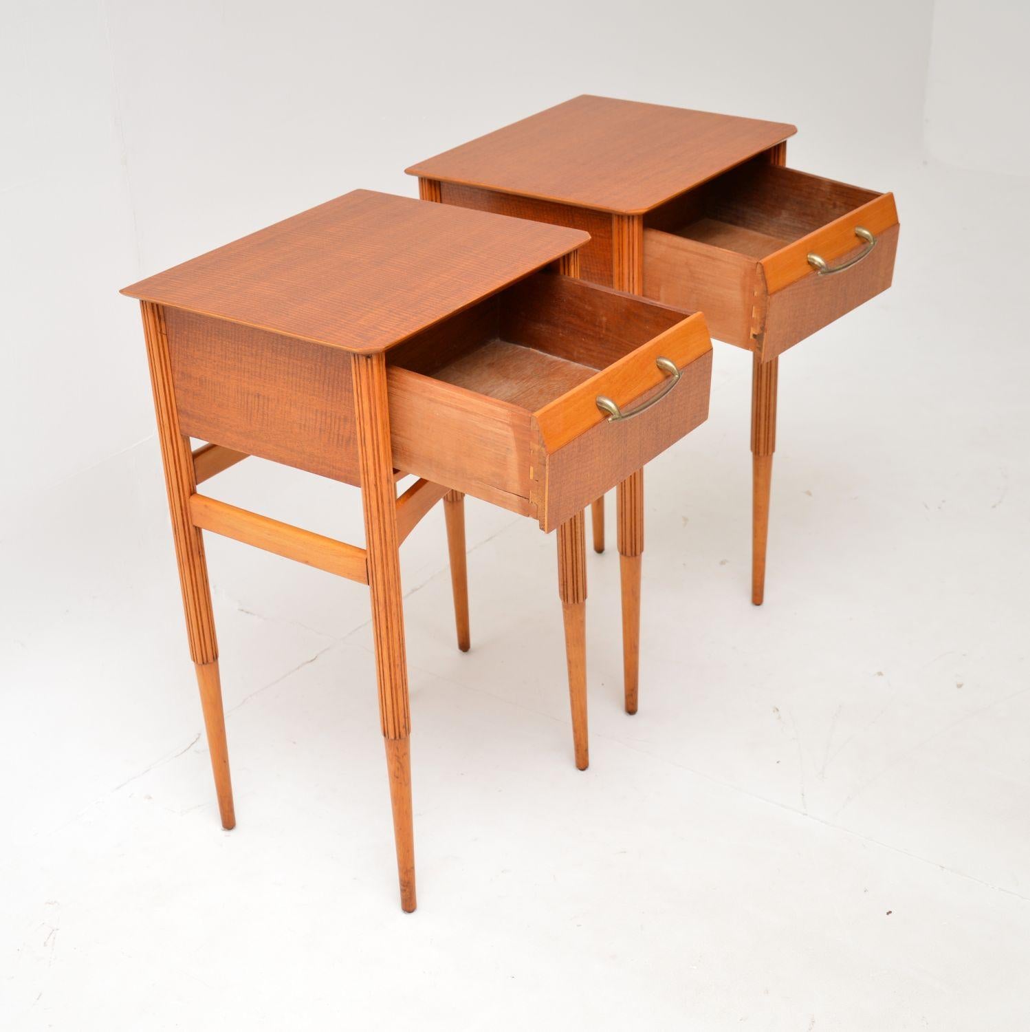 1950's Pair of Satin Wood Side / Bedside Tables 1