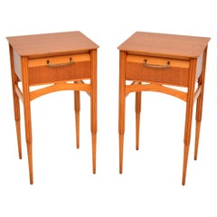 1950''s Pair of Satin Wood Side / Bedside Tables