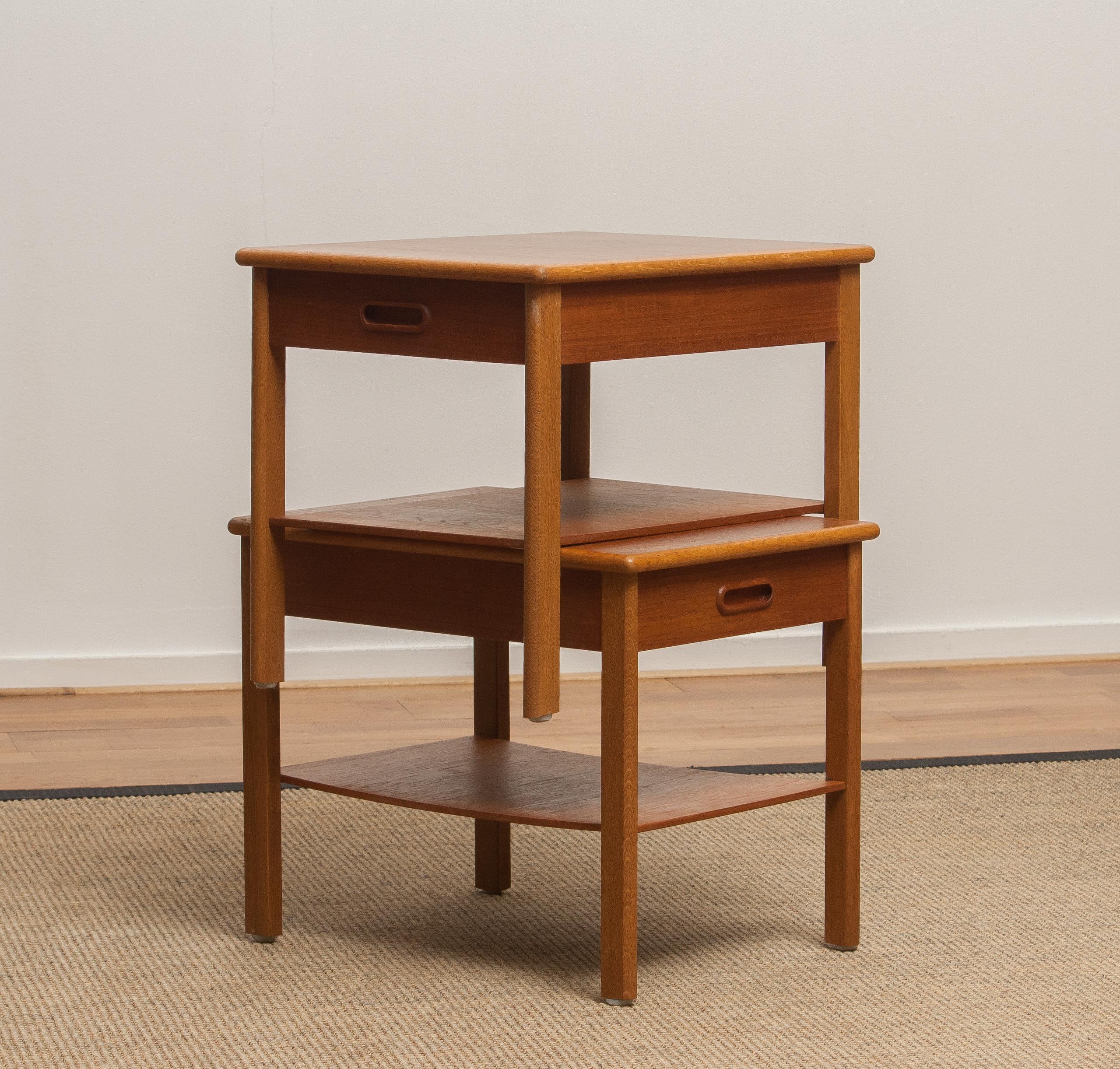 1950s, Pair of Scandinavian Teak Bedside Tables or Nightstands, Sweden In Good Condition In Silvolde, Gelderland