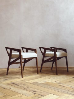 1950s Pair of Sculpted Stools by Gio Ponti. Reupholstered in Boucle. Model 687