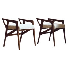 1950s Pair of Sculpted Stools by Gio Ponti. Reupholstered in Boucle. Model 687