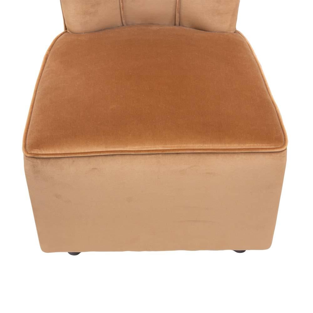 Mid-Century Modern Pair of 1950s Italian Design Side Chairs Upholstered Sand Beige Colour Velvet