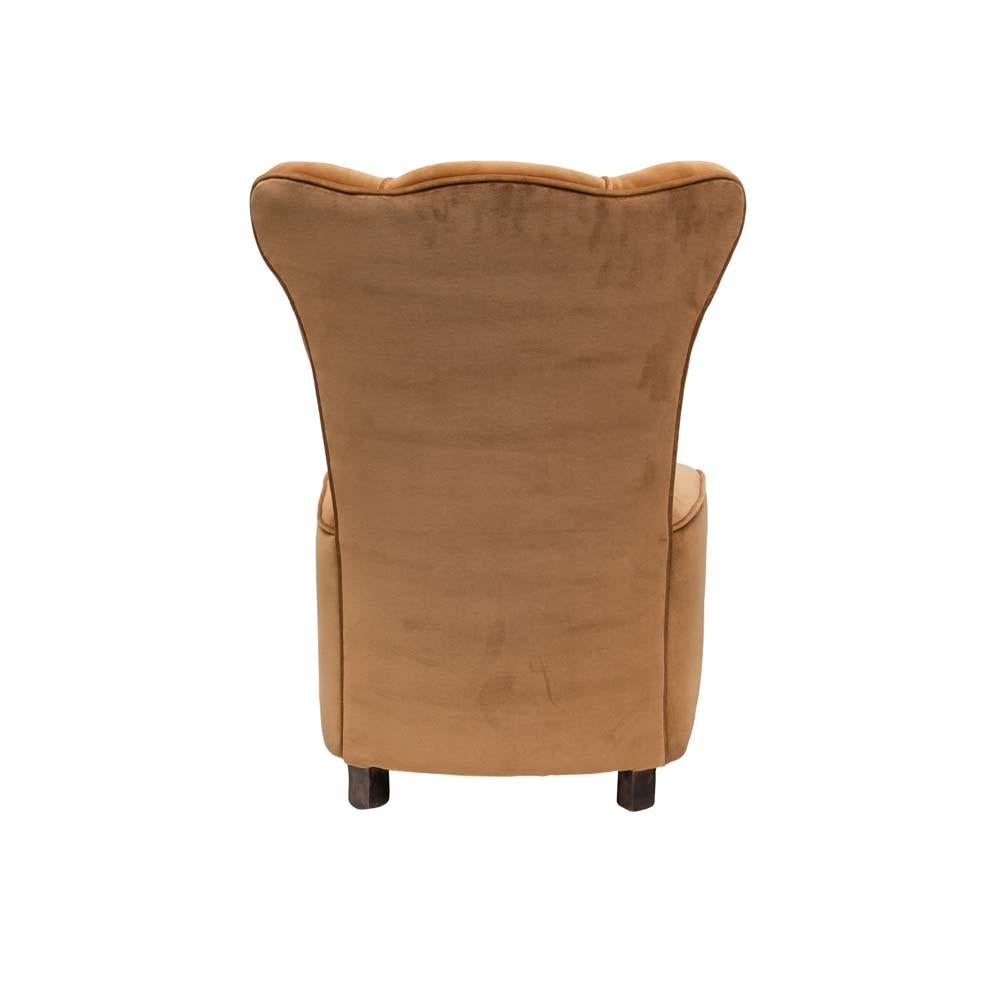 Pair of 1950s Italian Design Side Chairs Upholstered Sand Beige Colour Velvet 1