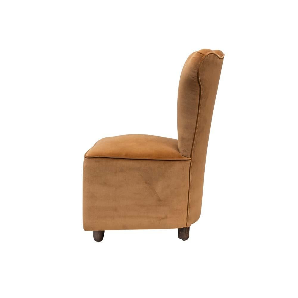 Pair of 1950s Italian Design Side Chairs Upholstered Sand Beige Colour Velvet 2