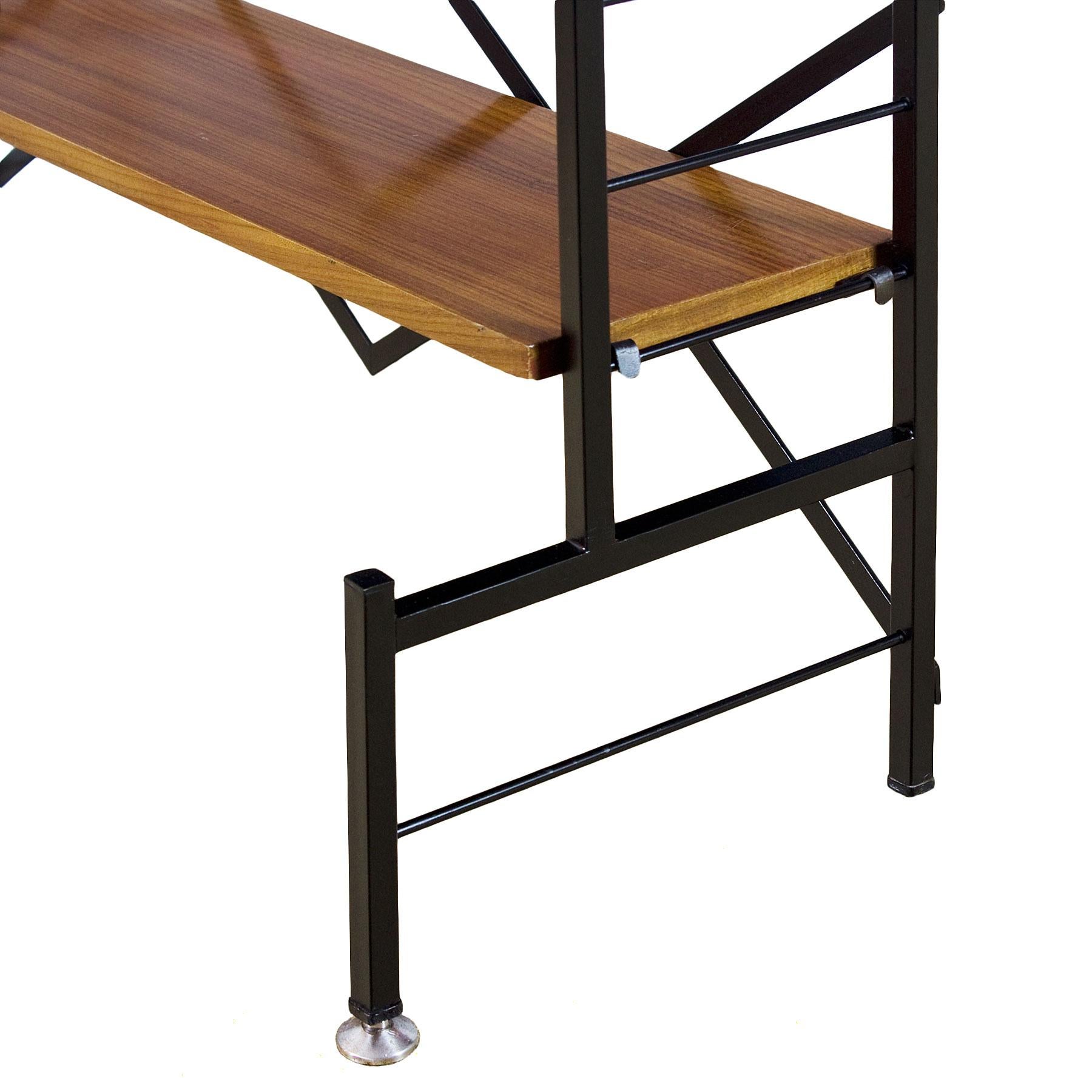 Pair of Small Mid-Century Modern Bookcases With  Mahogany Shelves - Italy For Sale 1
