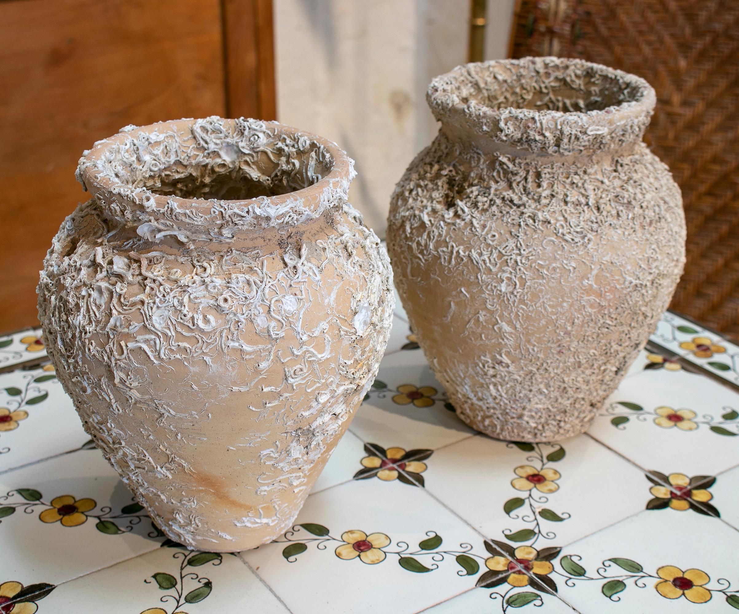 1950s Pair of Spanish Ceramic Terracotta Vases In Good Condition In Marbella, ES