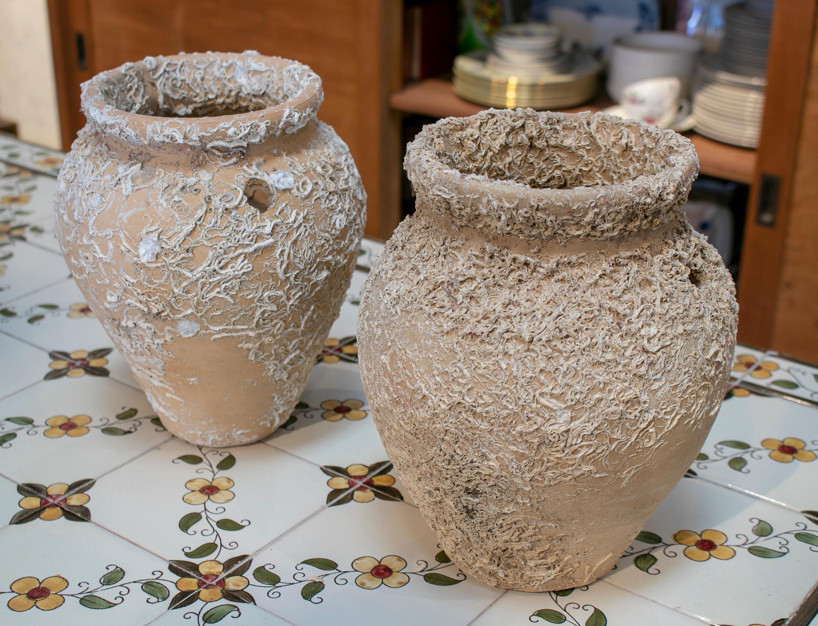 20th Century 1950s Pair of Spanish Ceramic Terracotta Vases