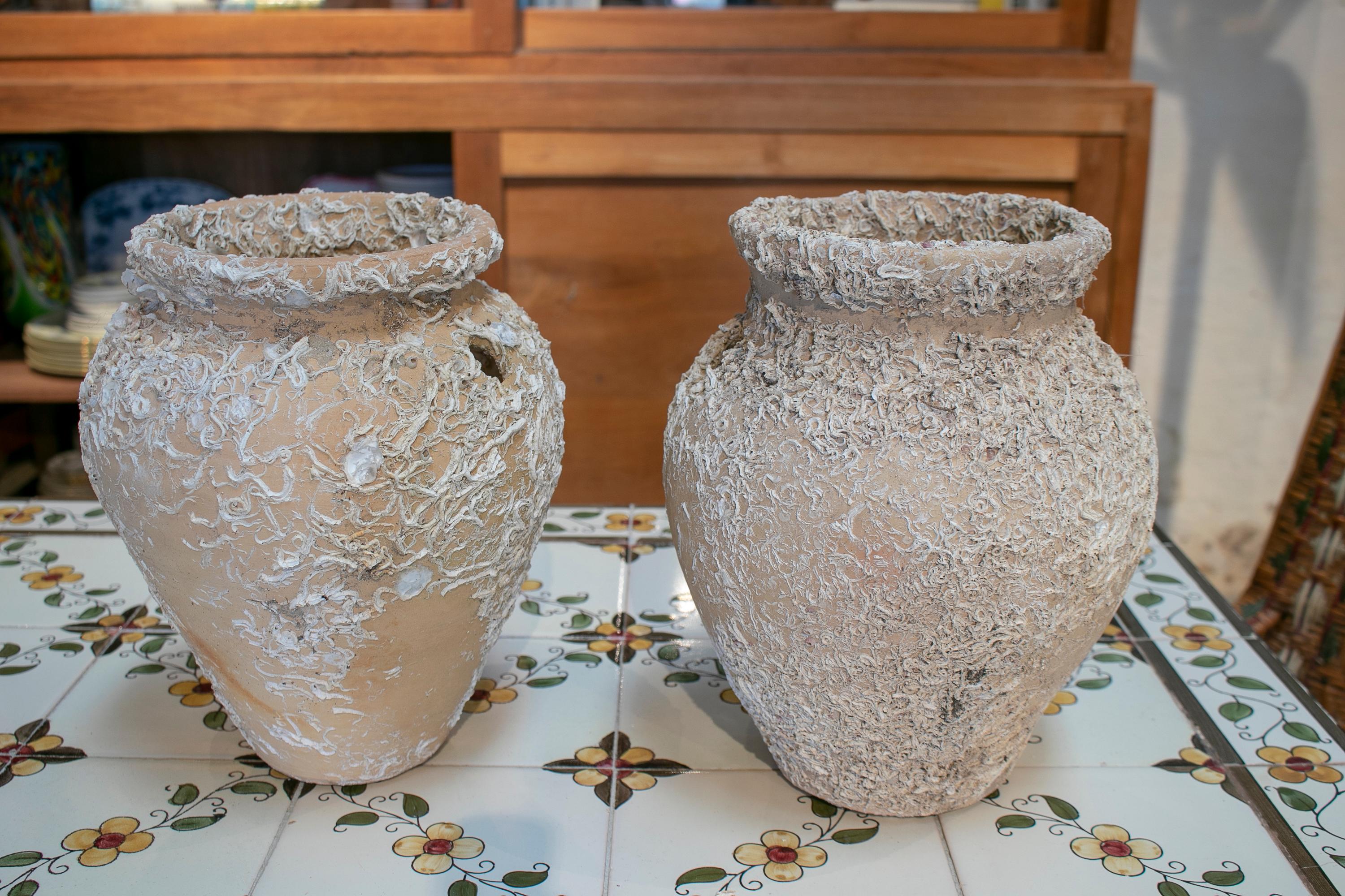 1950s Pair of Spanish Ceramic Terracotta Vases 1