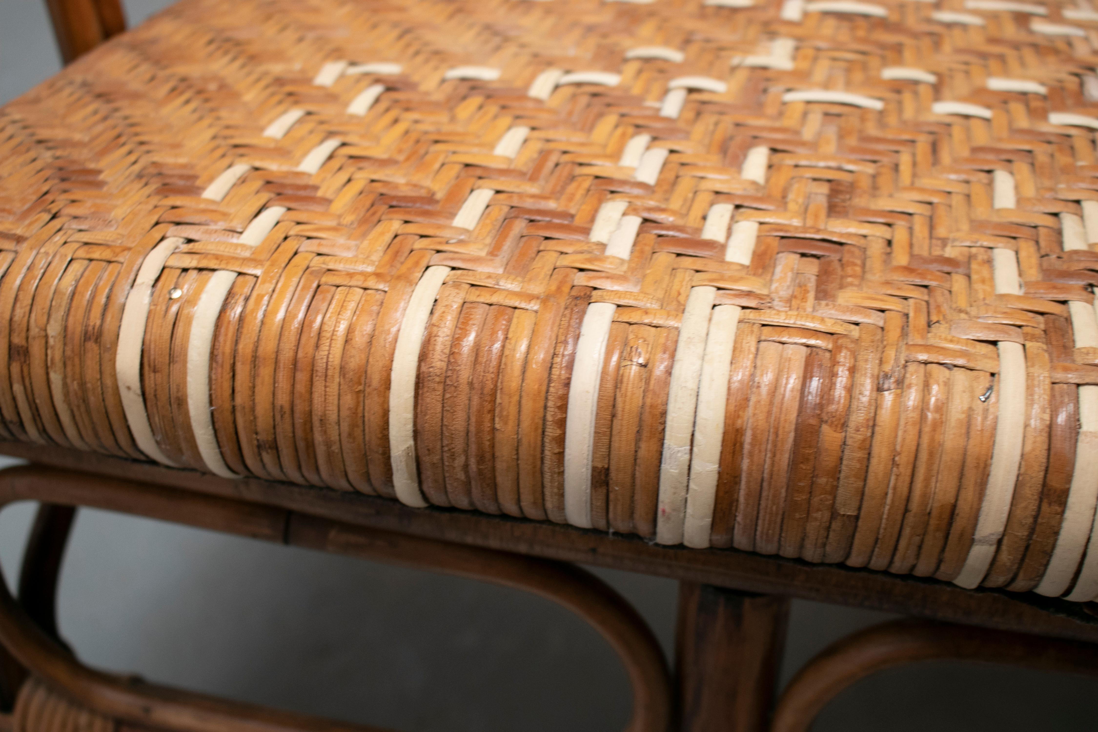 1950s Pair of Spanish Hand Woven Wicker Armchairs 13