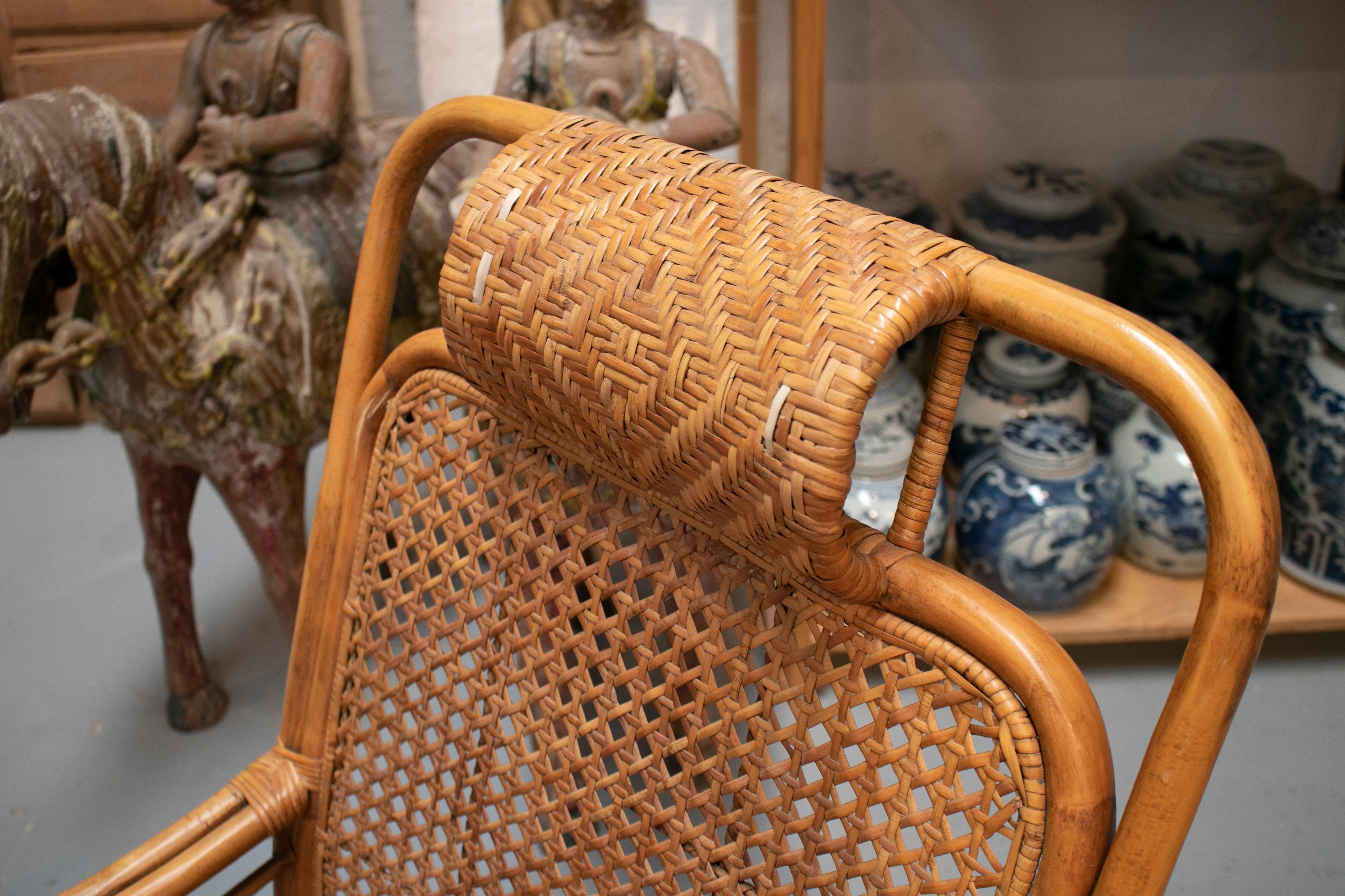 1950s Pair of Spanish Hand Woven Wicker Armchairs 5