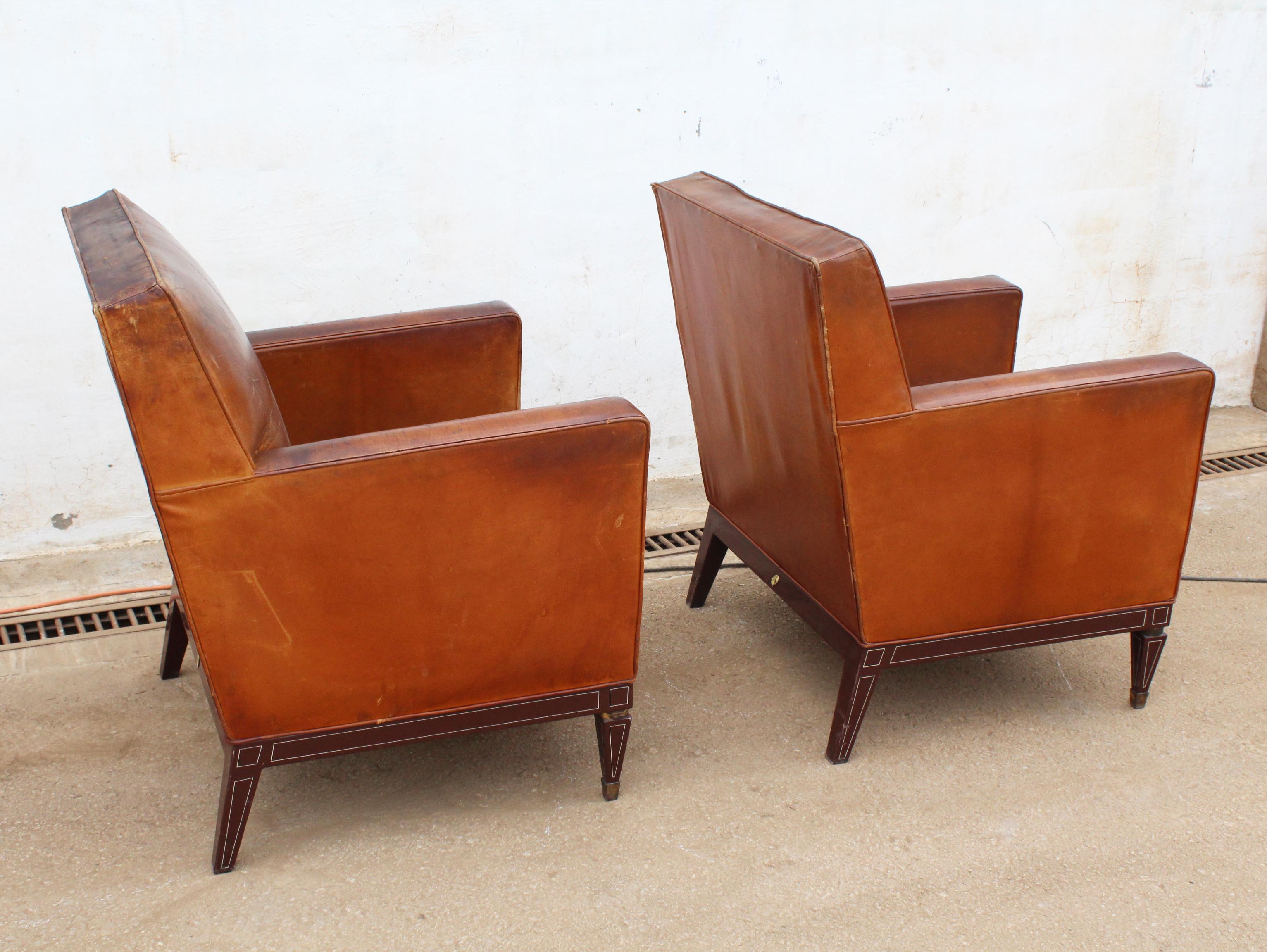 1950s Pair of Spanish Leather Armchairs with Metal Structure by Sistemas AF For Sale 3