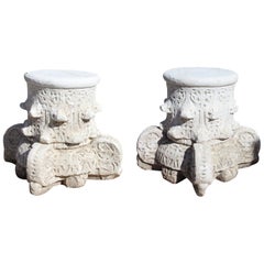 1950s Pair of Spanish Sandstone Alhambra Style Capital