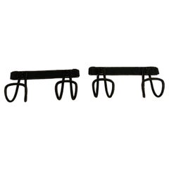 1950's Pair of Stitched leather coat rack by Jacques Adnet