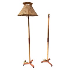 Stehlampen aus genähtem Leder, 1950er Jahre, von Jacques Adnet