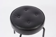 1950's Pair of Stitched Leather Stools by Jacques Adnet