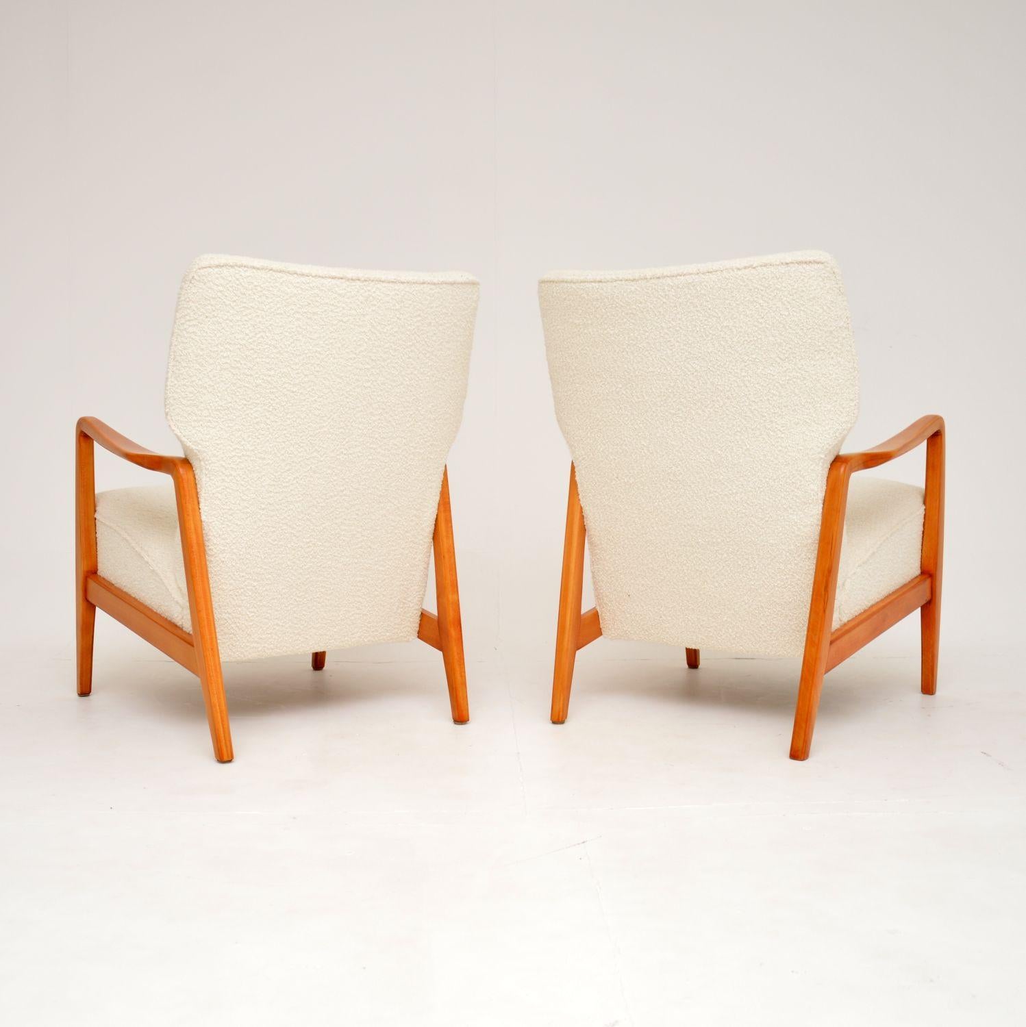Bouclé 1950's Pair of Swedish Armchairs by Folke Ohlsson for Dux