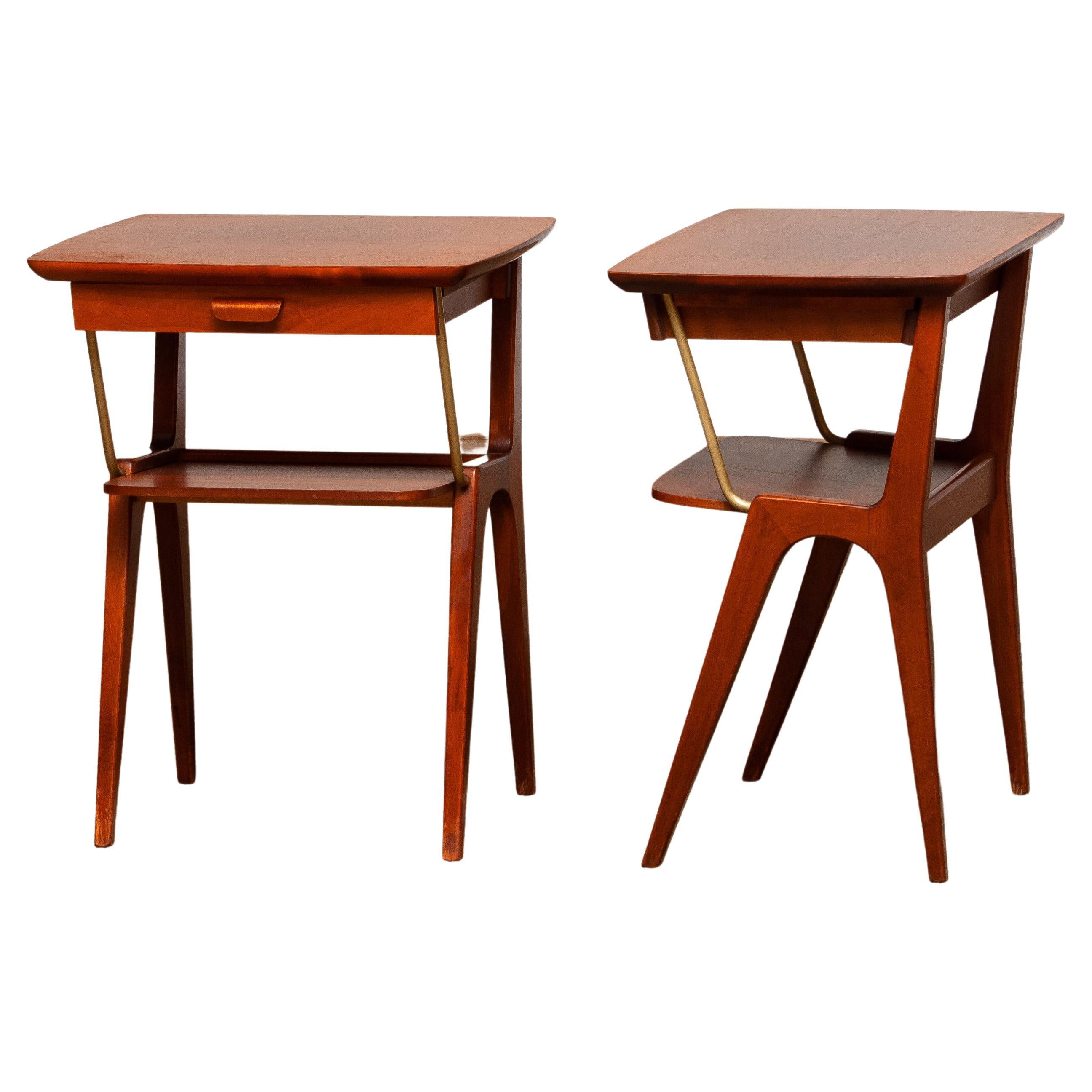 Baraka Bedside Table in Aged Brushed Brass and Casted Brass Details For