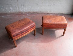 1950s Pair of Swedish Scandinavian Design Leather Stools