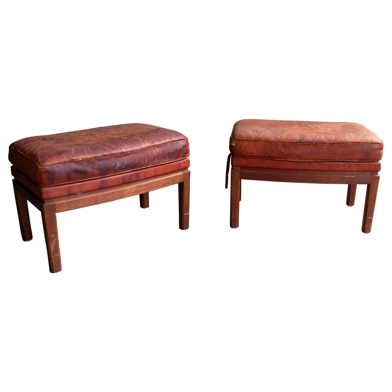 1950s Pair of Swedish Scandinavian Design Leather Stools For Sale at ...
