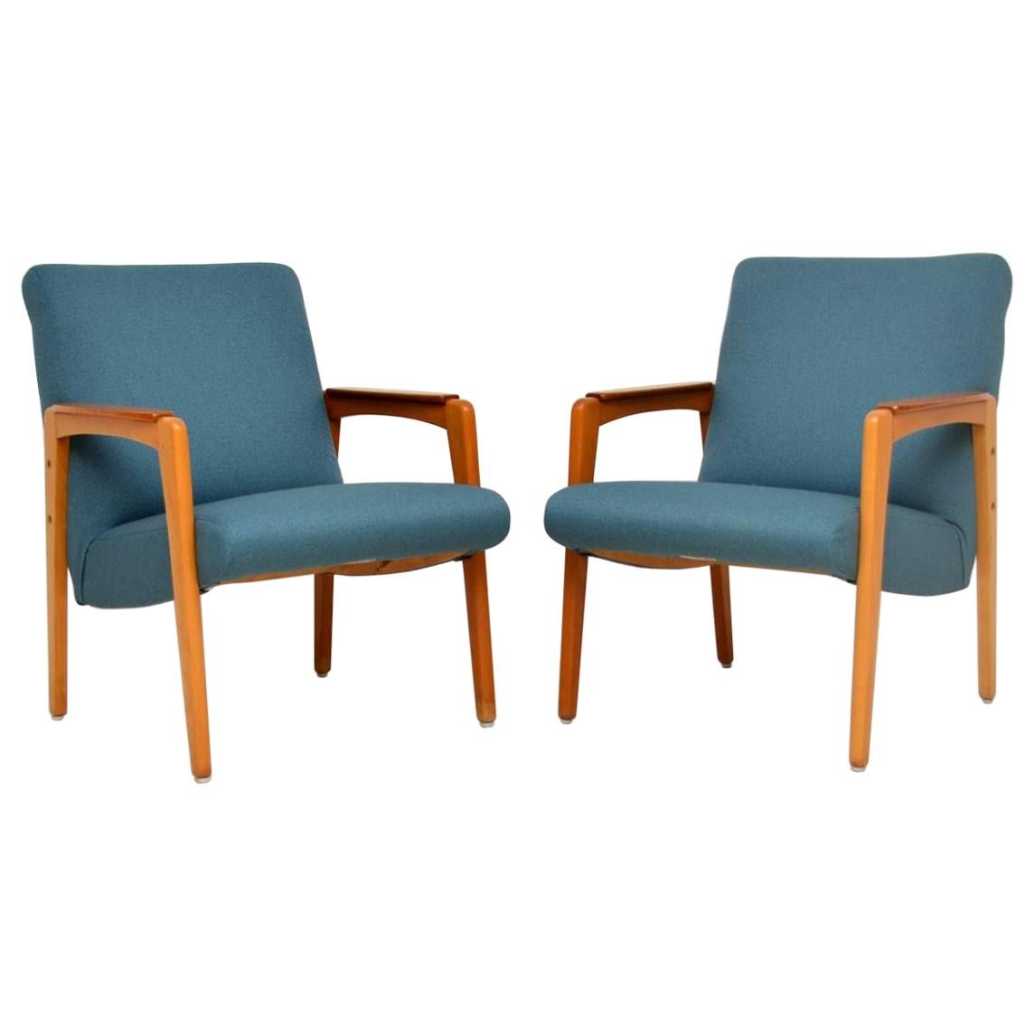 1950's Swedish Modernist Teak and Leather Armchair For Sale at 1stdibs