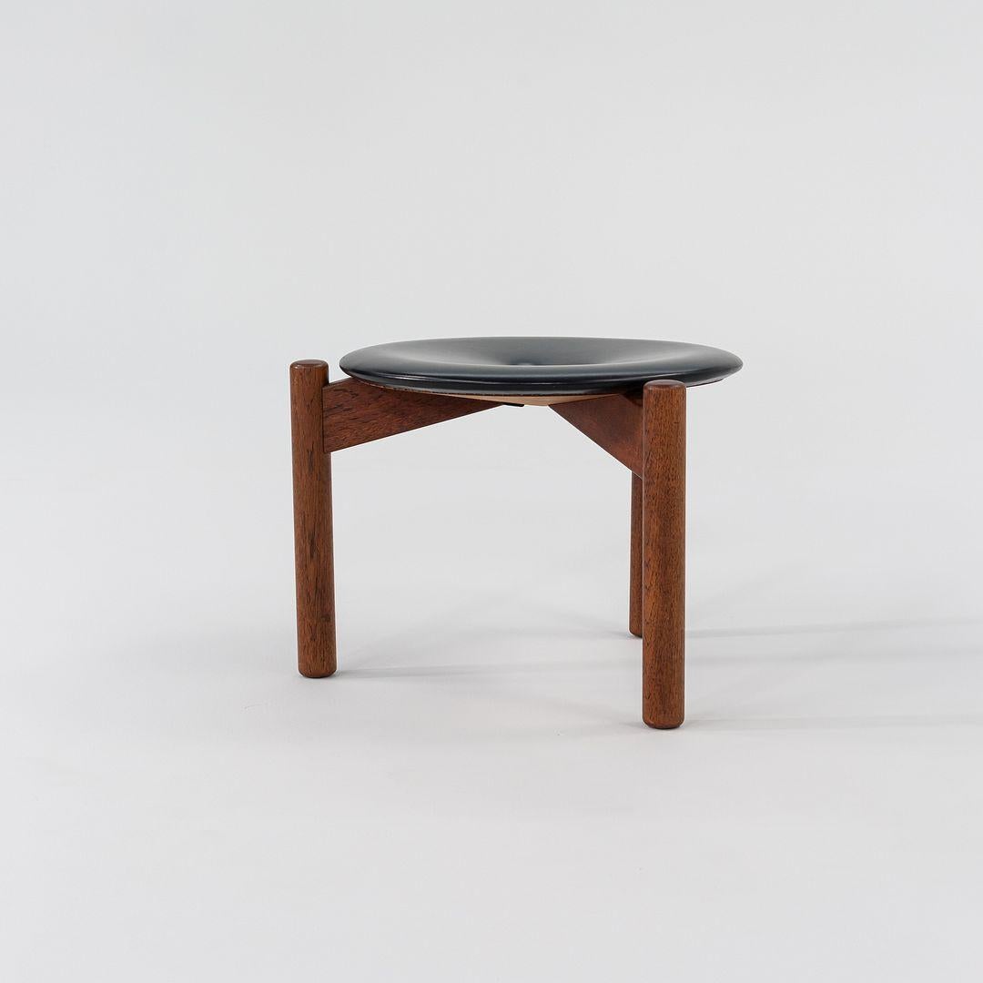 Leather 1950s Pair of Swedish Three Legged Stools by Uno & Osten Kristiansson for Luxus For Sale