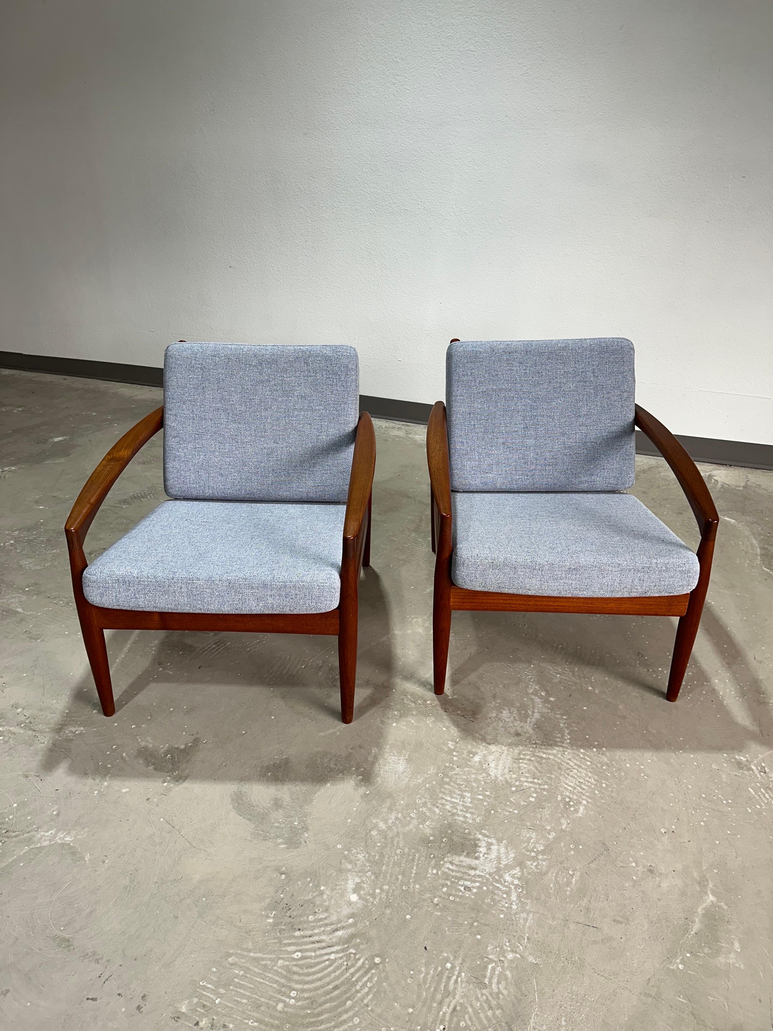 20th Century 1950s Pair of Teak Kai Kristiansen Paper Knife Lounge Chairs