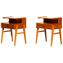 1950s Pair of Teak 'Model C' Bedside Tables