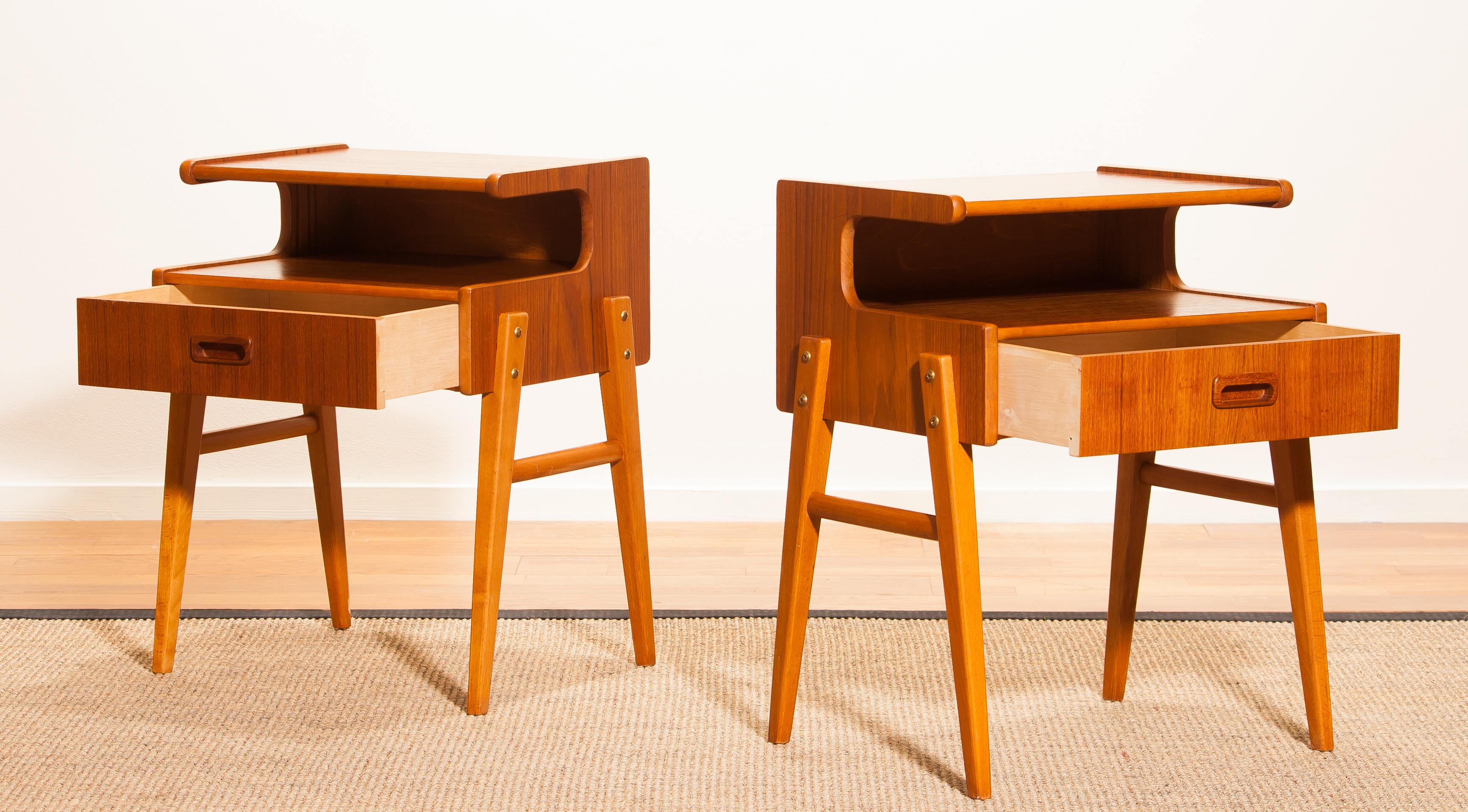 1950s Pair of Teak 'Model C' Bedside Tables 1