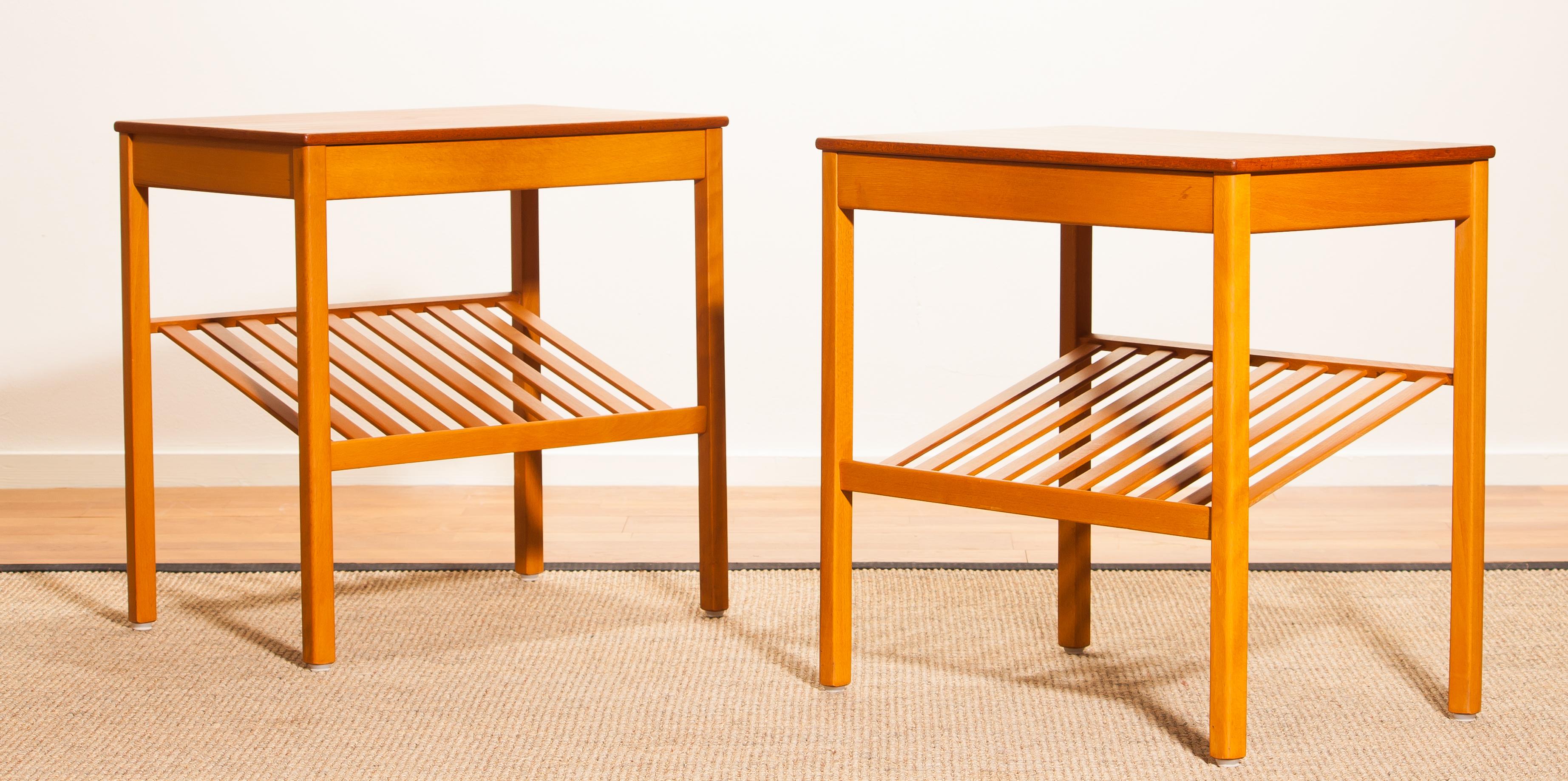 1950s, Pair of Teak Nightstands 'Athén' by Jean Huber for Tingstroms Bra Bohag 1