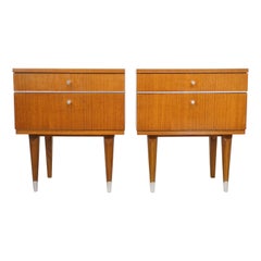 1950s Pair of Teak Wooden Bedside Tables
