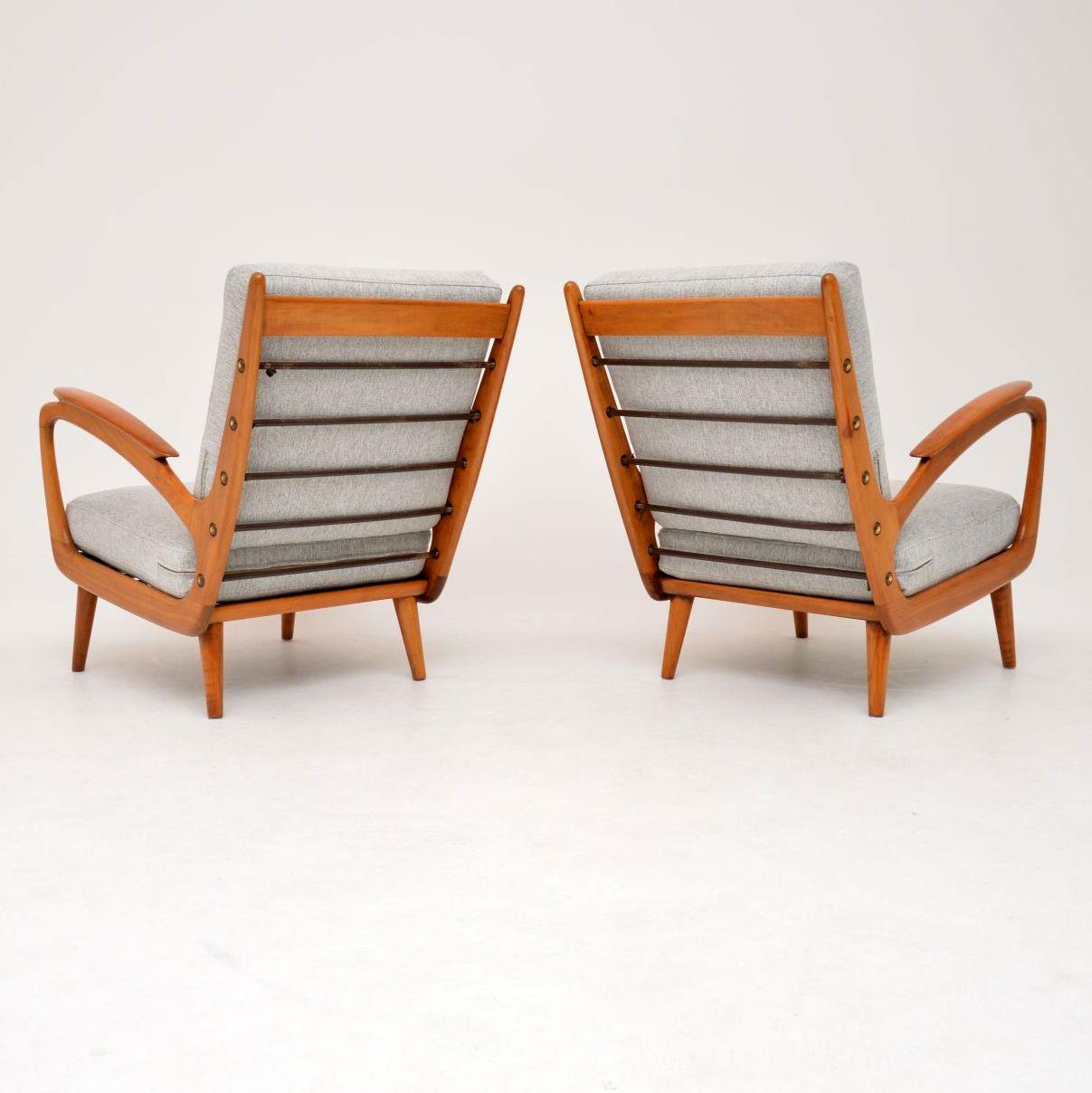 1950s Pair of Vintage Cherrywood Armchairs In Good Condition In London, GB