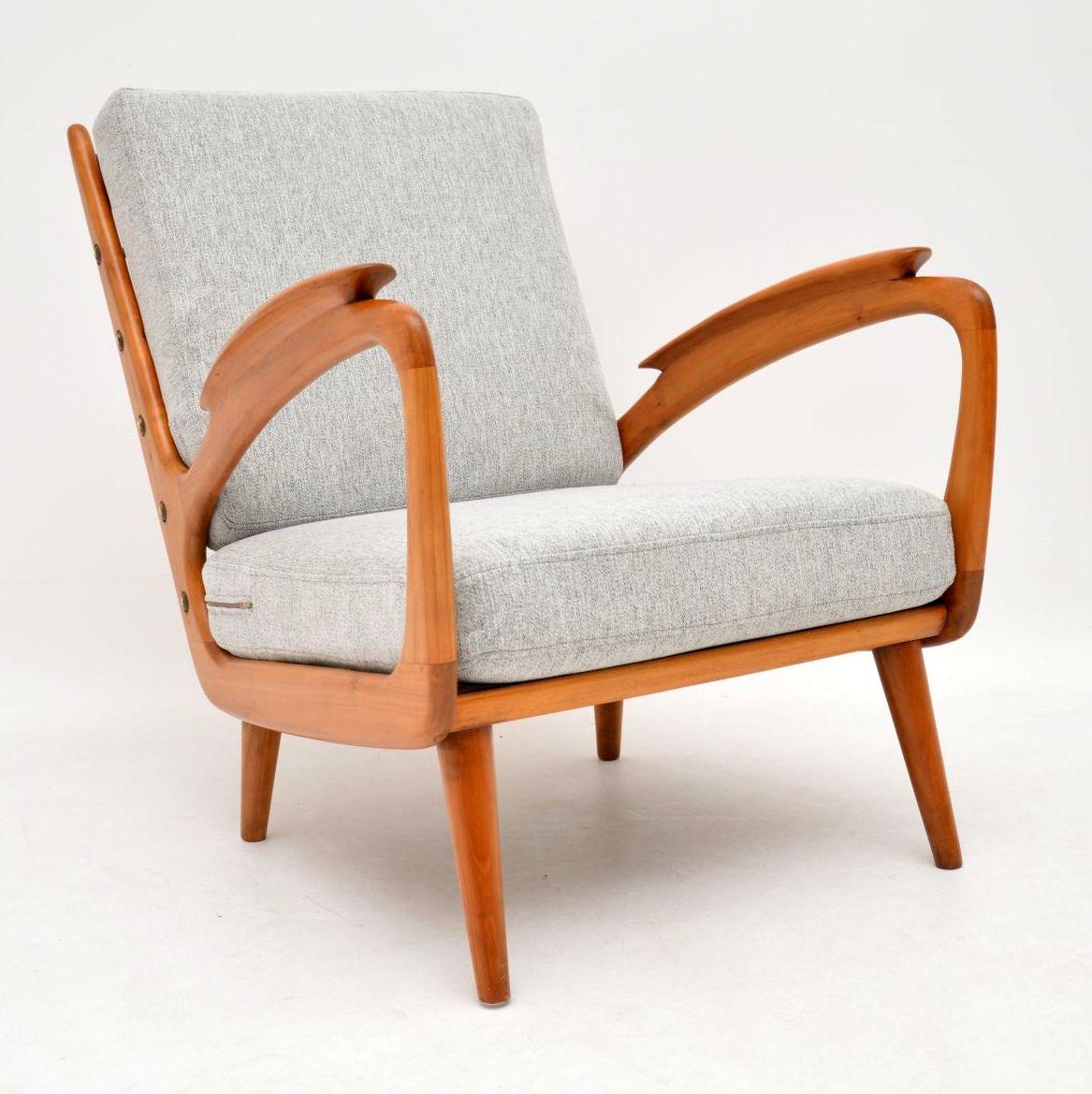 Mid-20th Century 1950s Pair of Vintage Cherrywood Armchairs
