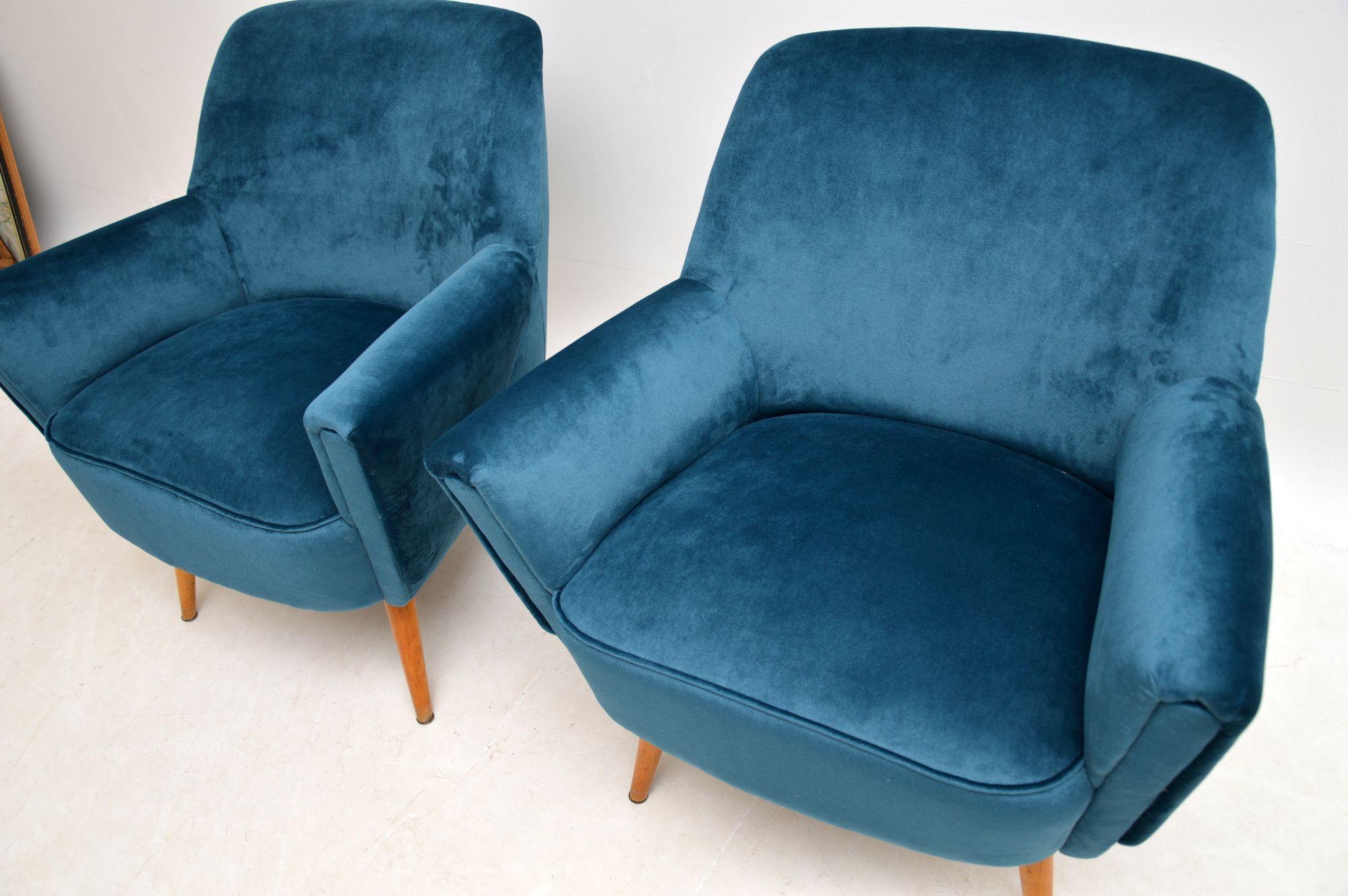 Mid-20th Century 1950s Pair of Vintage Cocktail Armchairs