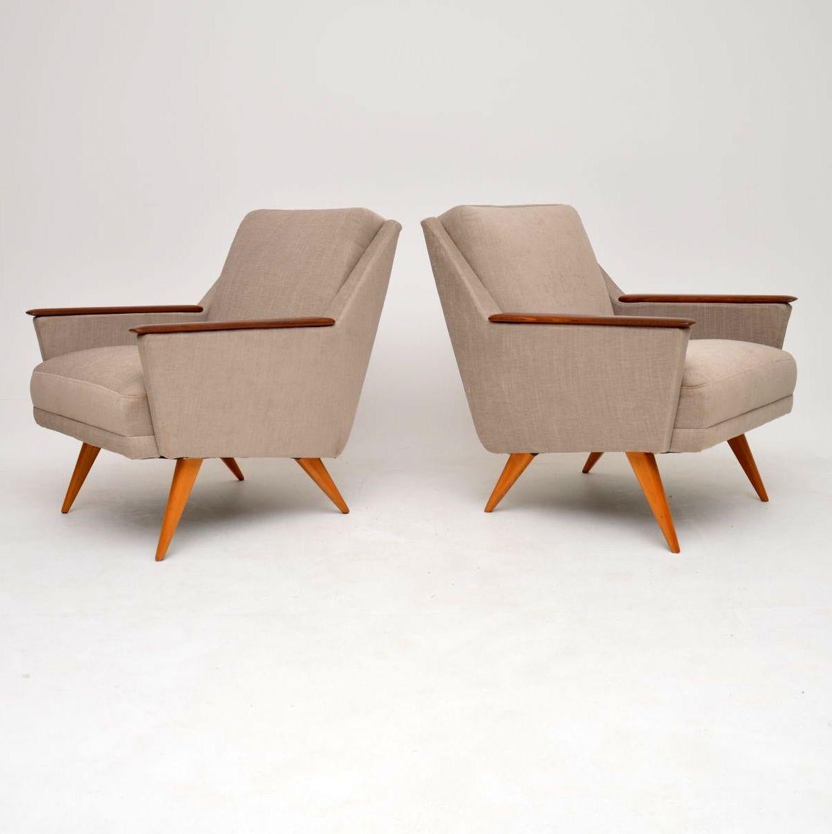 Wood 1950s Pair of Vintage Danish Armchairs