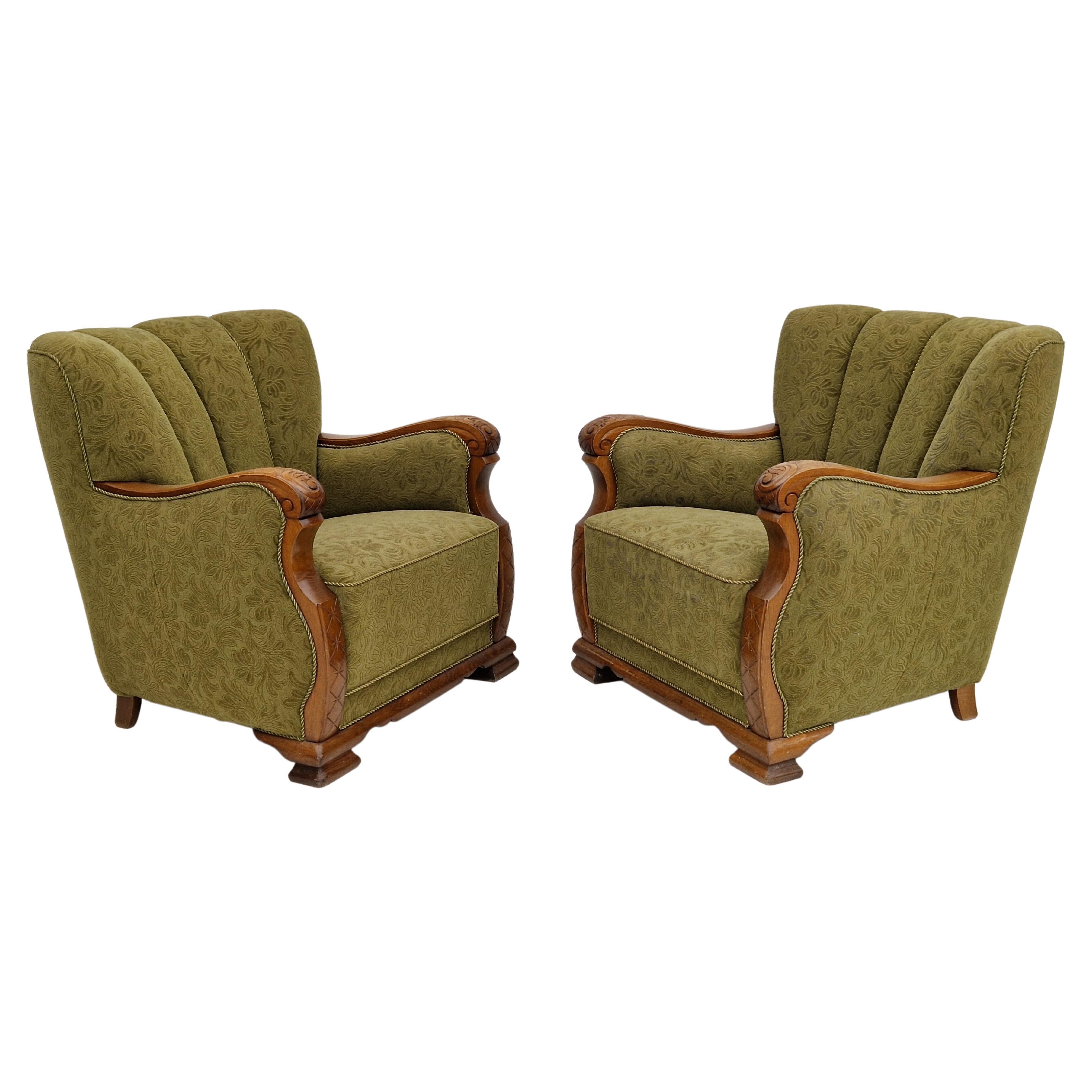 1950s, Pair of Vintage Danish Armchairs, Original Very Good Condition For Sale