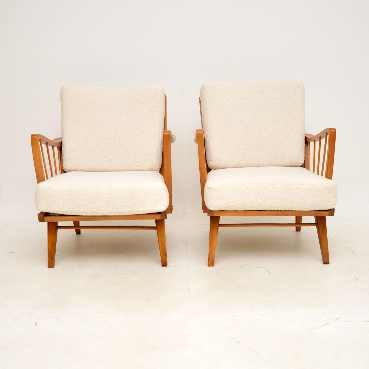 Mid-Century Modern 1950s Pair of Vintage French Armchairs