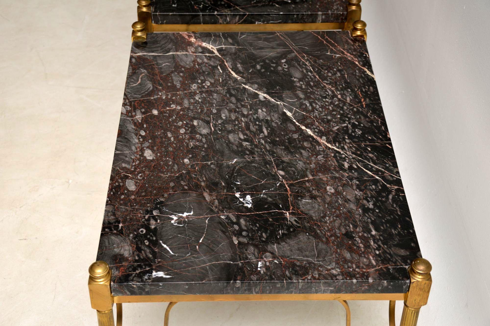 1950s Pair of Vintage French Marble and Brass Side Tables 5