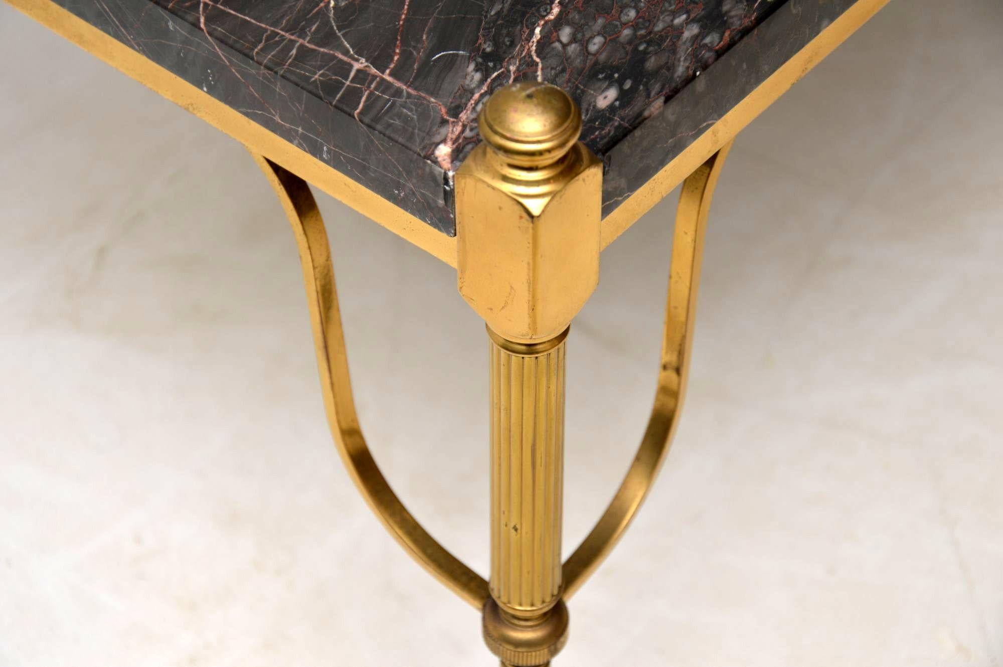 1950s Pair of Vintage French Marble and Brass Side Tables 7