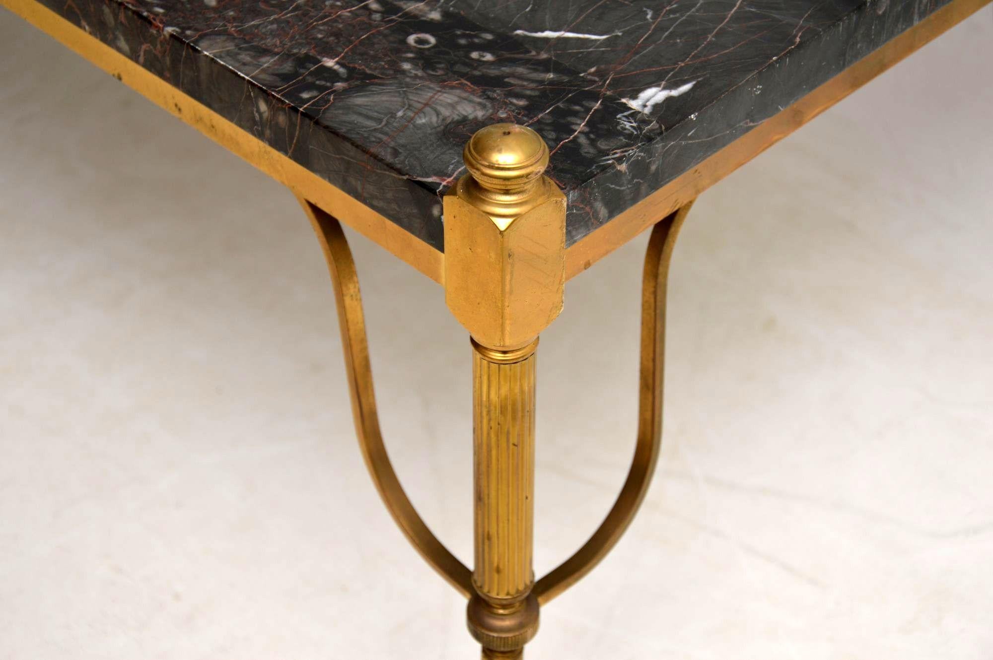 1950s Pair of Vintage French Marble and Brass Side Tables 4